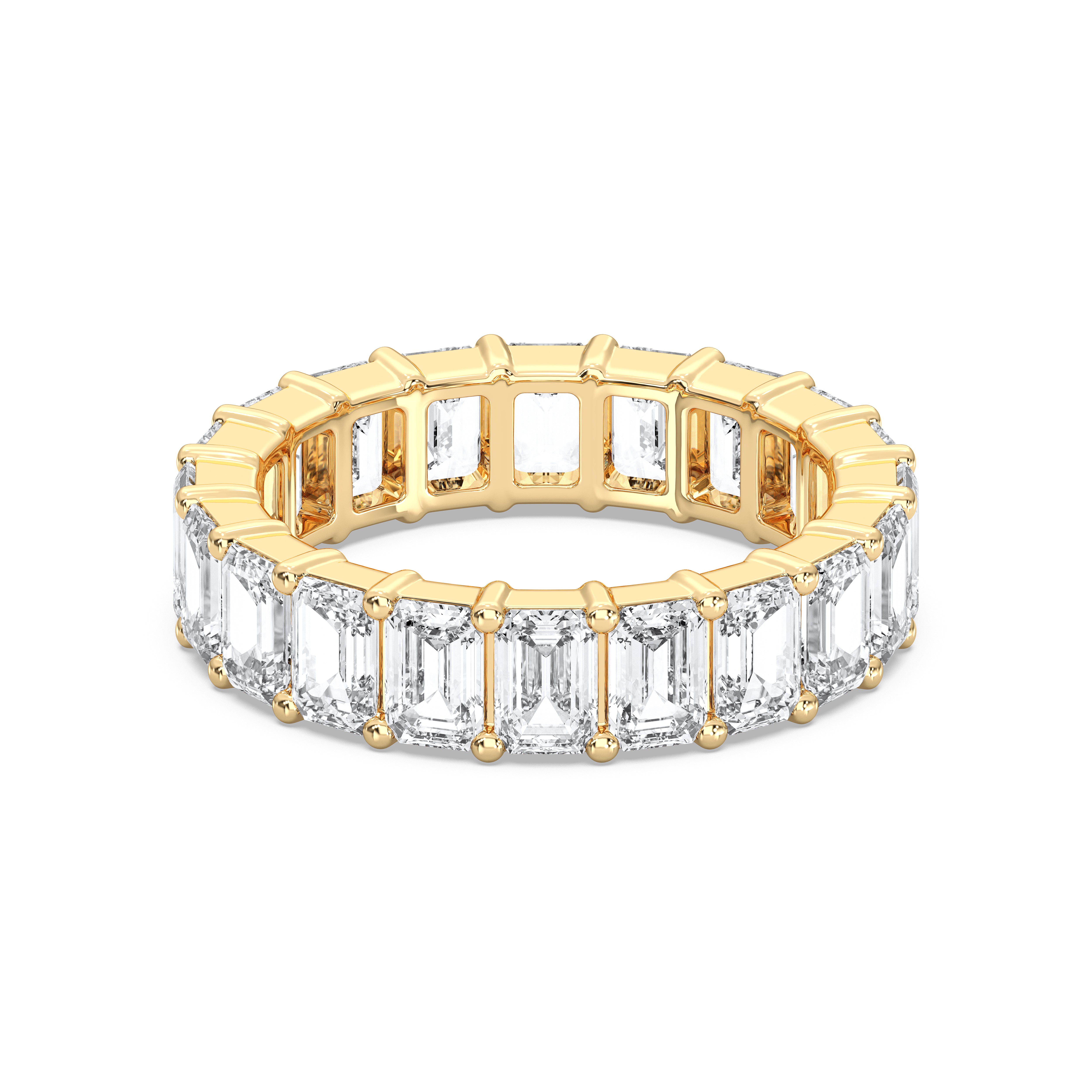 4.83 Carat Radiant Cut Lab Grown Eternity  Wedding Band in Solid Gold For Her