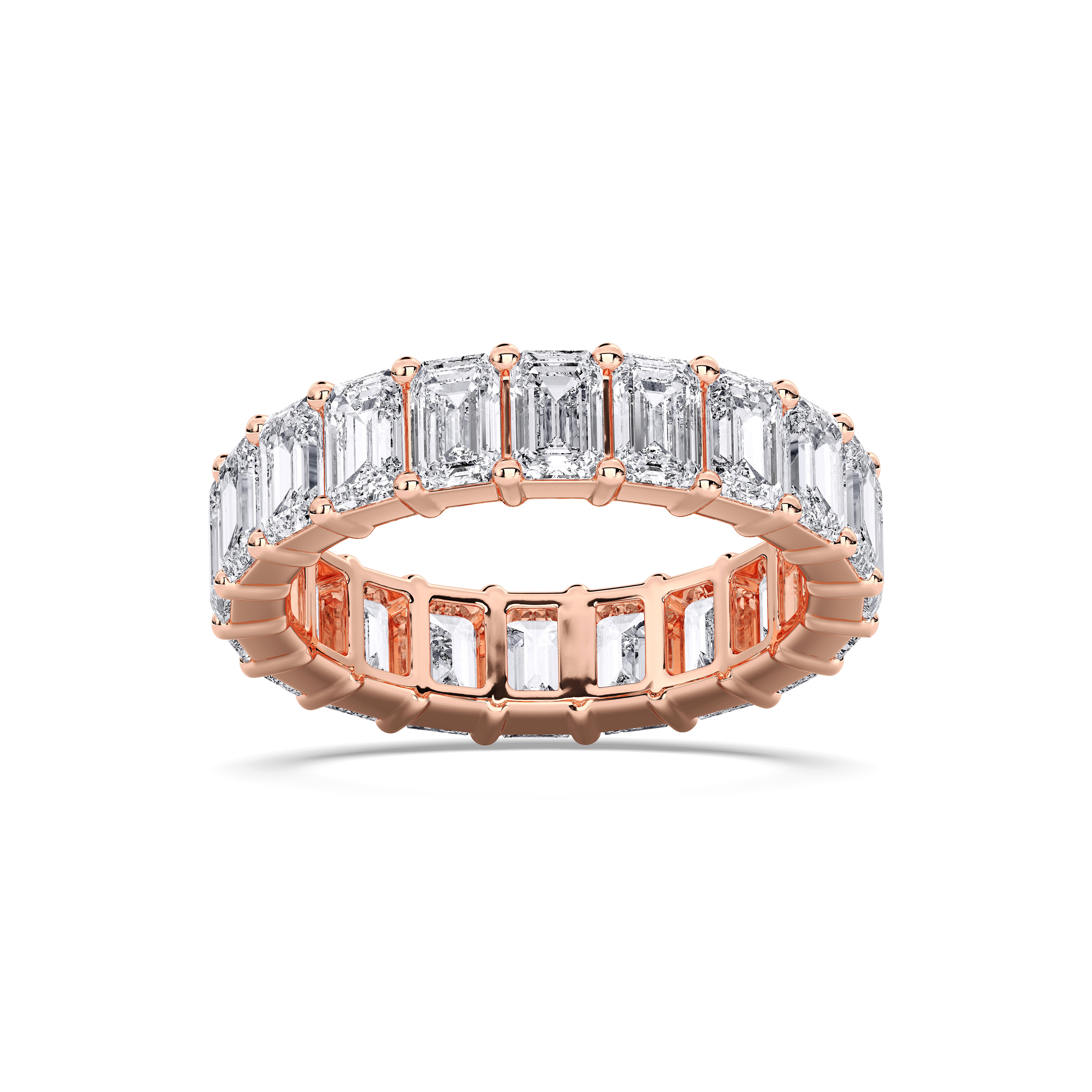 4.83 Carat Radiant Cut Lab Grown Eternity  Wedding Band in Solid Gold For Her