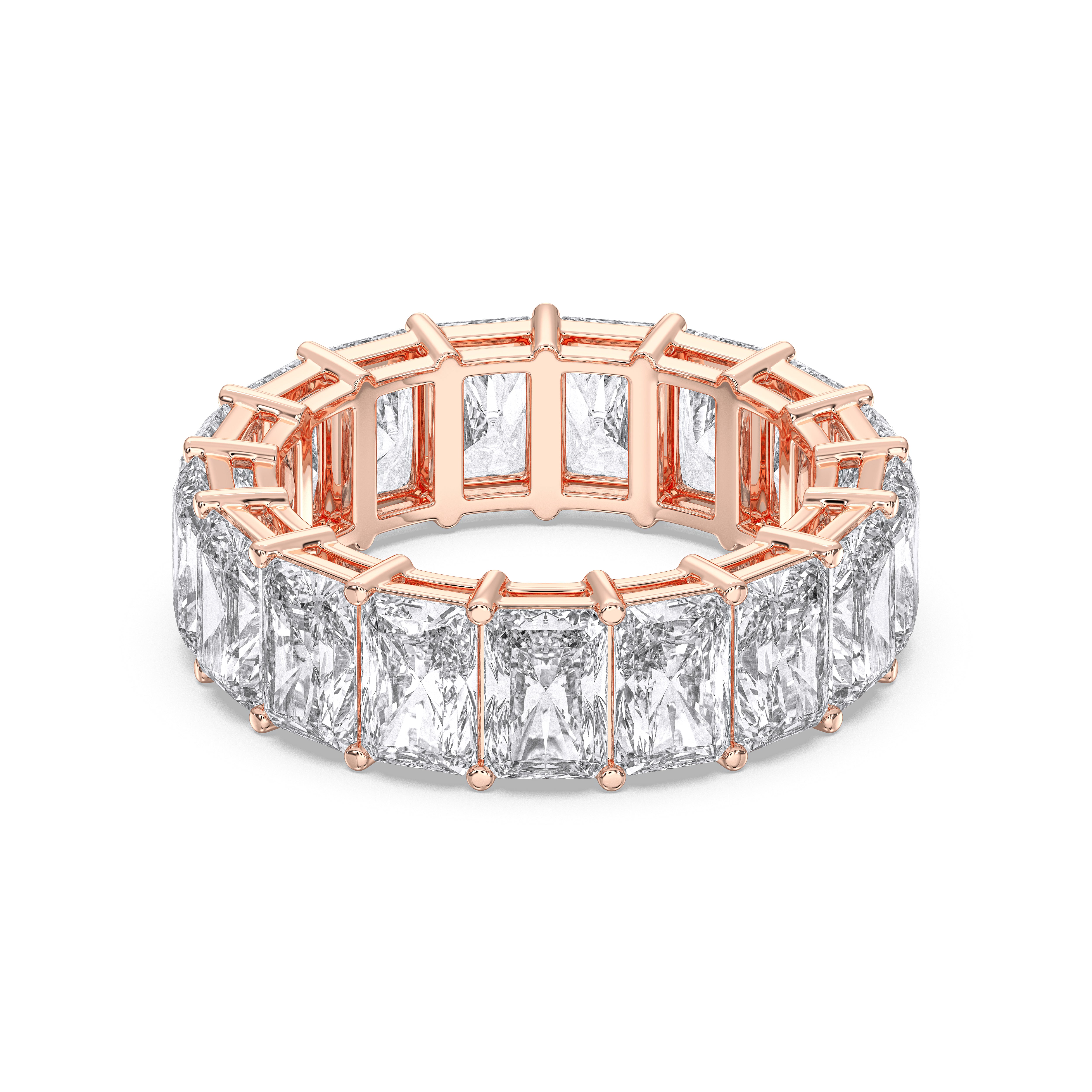 10.20 Carat Radiant Cut Lab Grown Diamond Eternity Wedding Band In Solid Gold