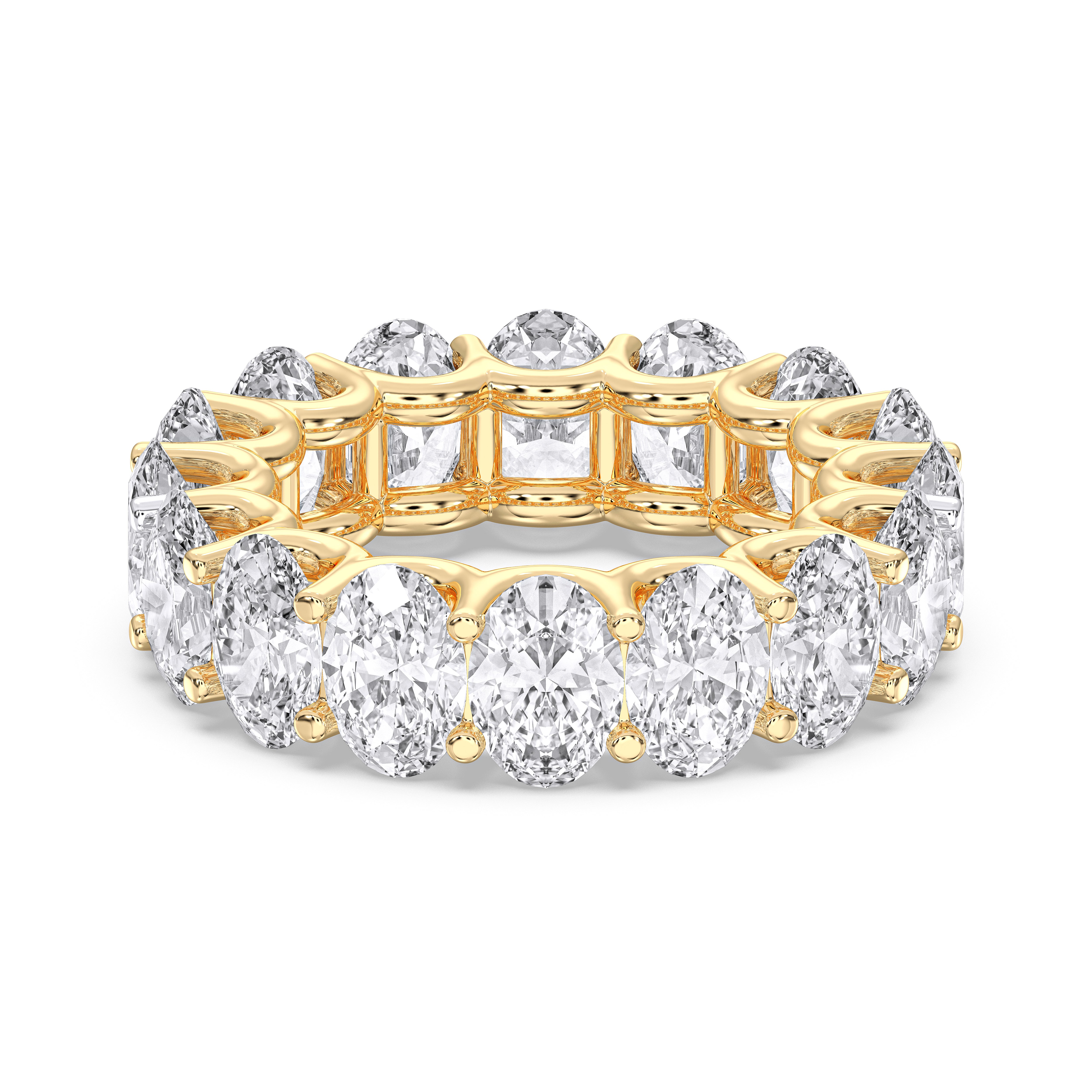 10.40 TO 12.00 Carat Oval Cut Lab Grown Diamond Eternity Wedding Ring in Solid Gold