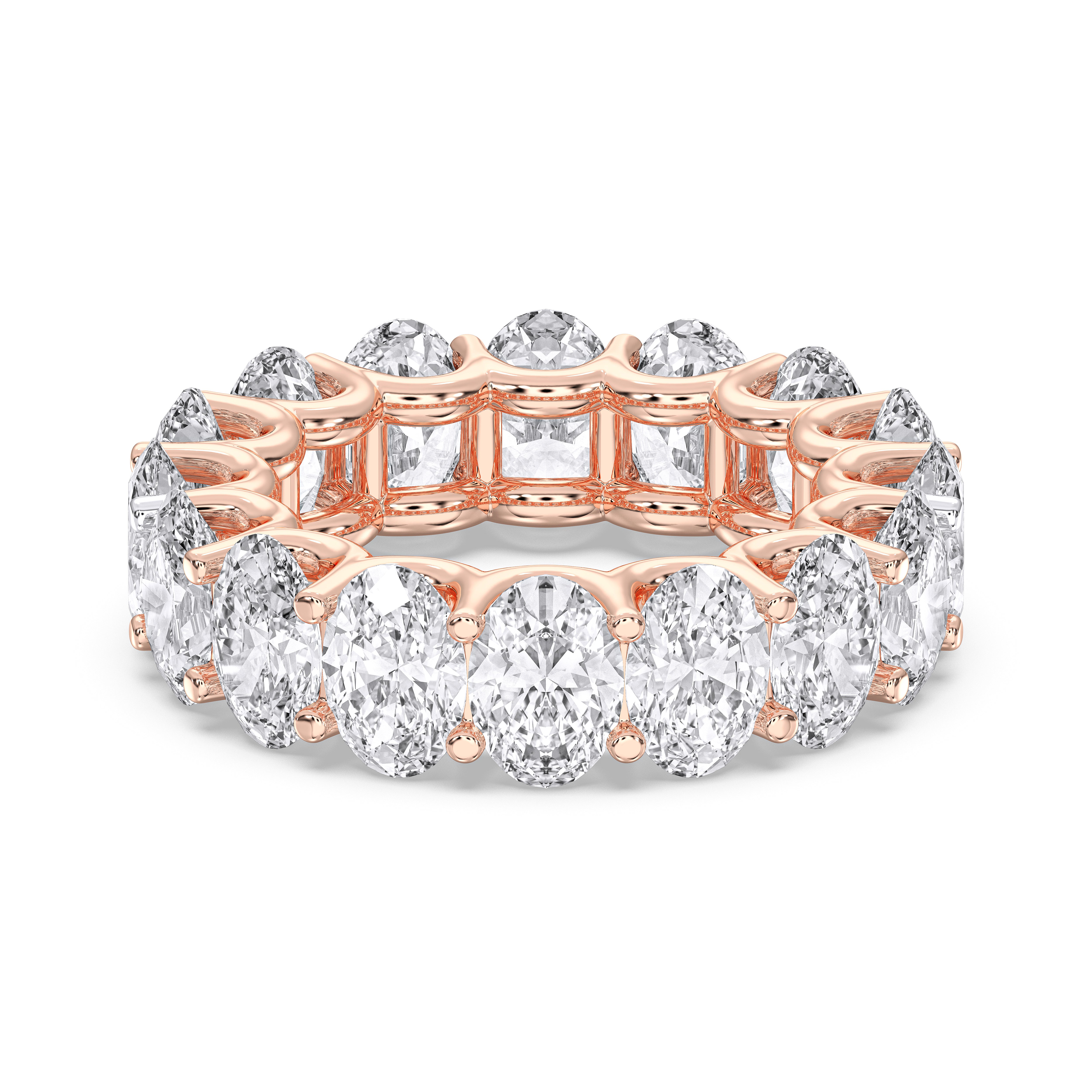 10.40 TO 12.00 Carat Oval Cut Lab Grown Diamond Eternity Wedding Ring in Solid Gold