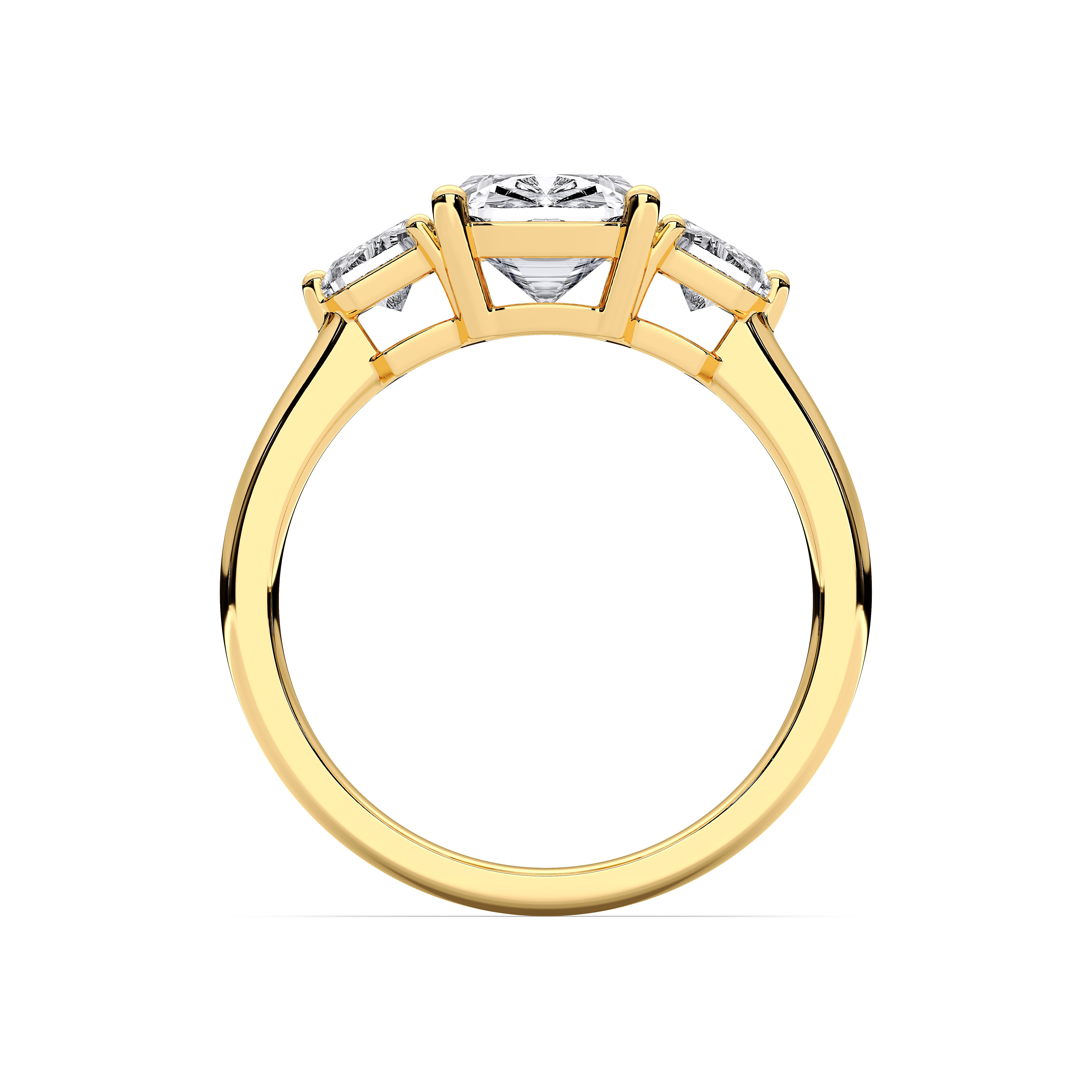 4.25 Carat Cushion Cut Three Stone Lab Grown Diamond Ring
