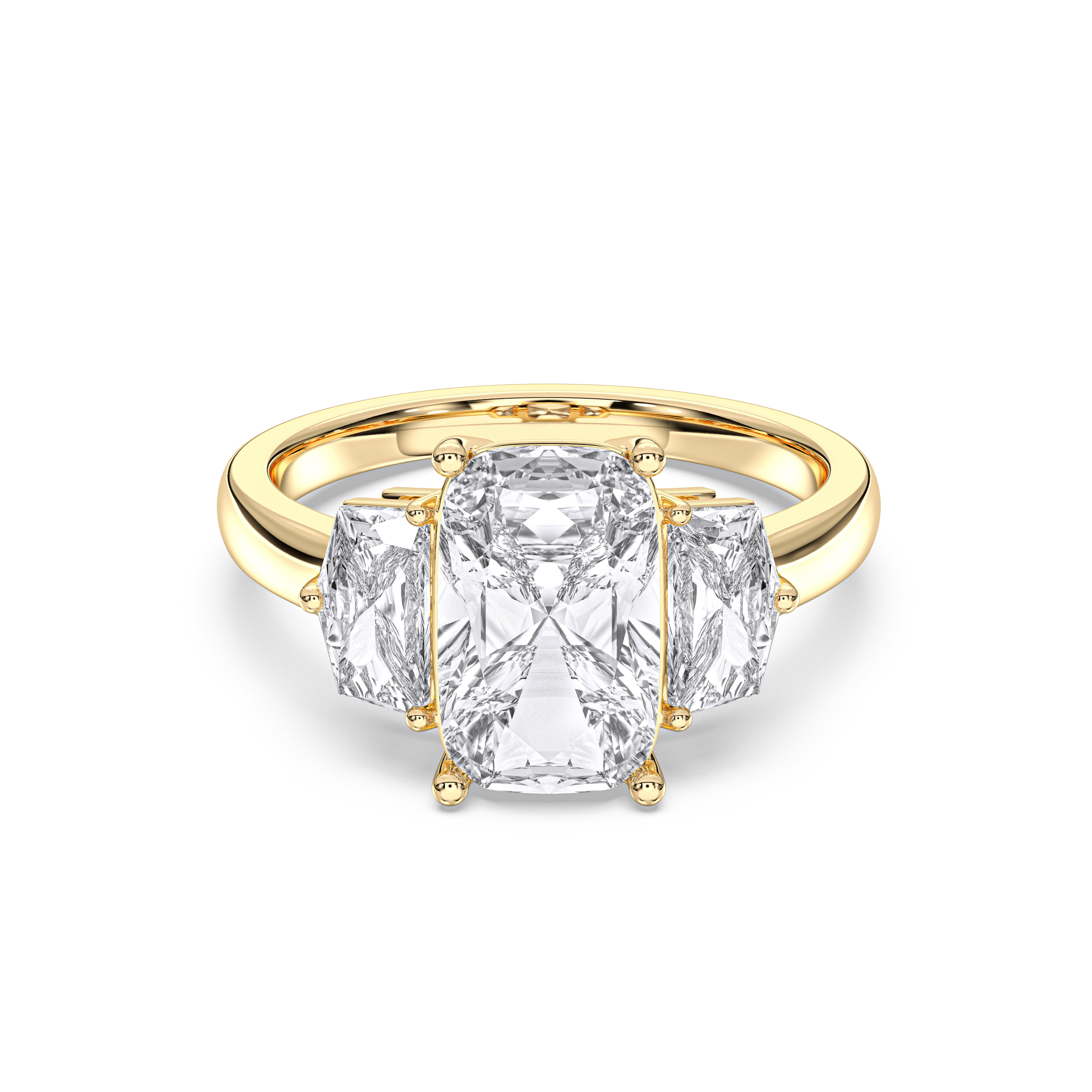 4.25 Carat Cushion Cut Three Stone Lab Grown Diamond Ring