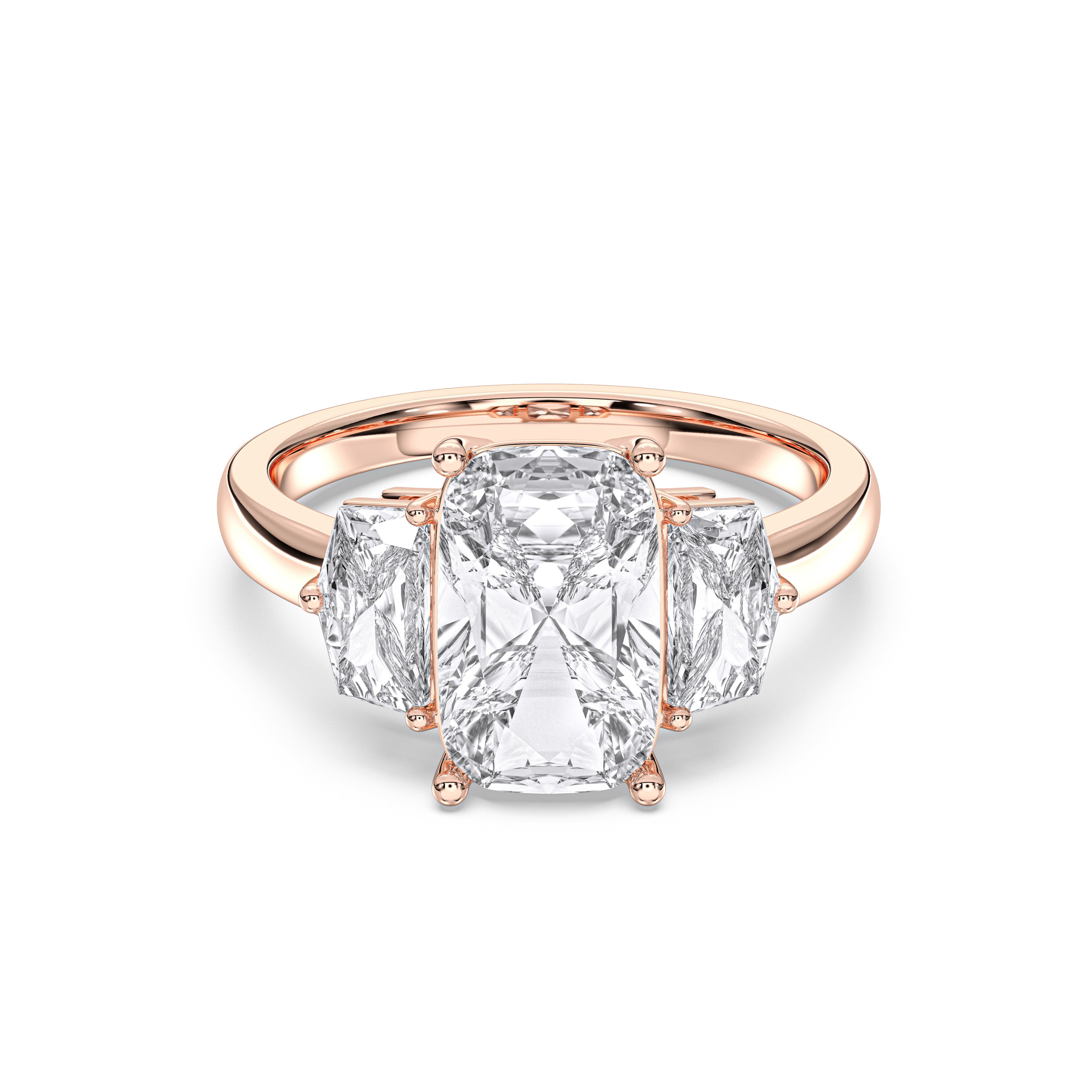 4.25 Carat Cushion Cut Three Stone Lab Grown Diamond Ring