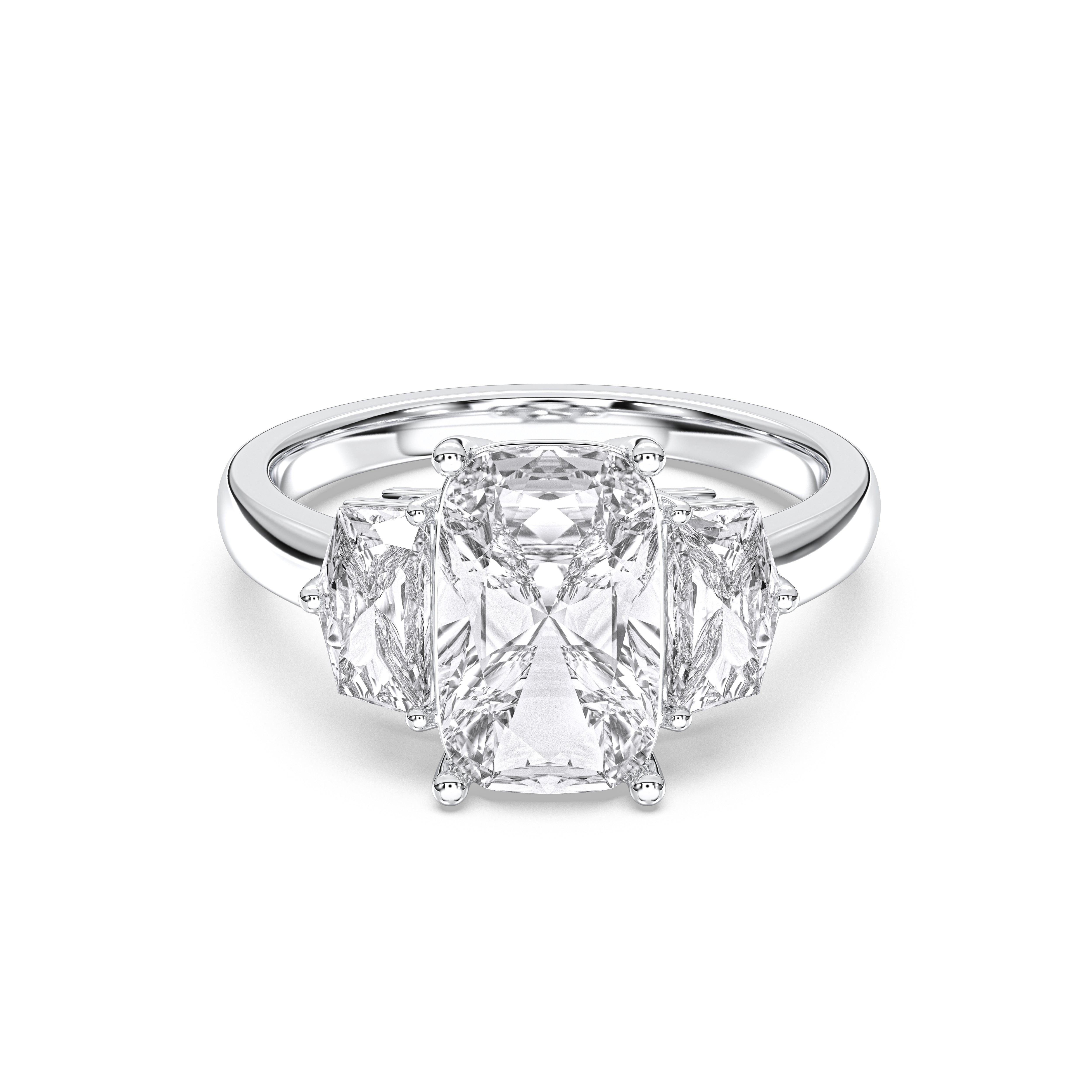 4.25 Carat Cushion Cut Three Stone Lab Grown Diamond Ring