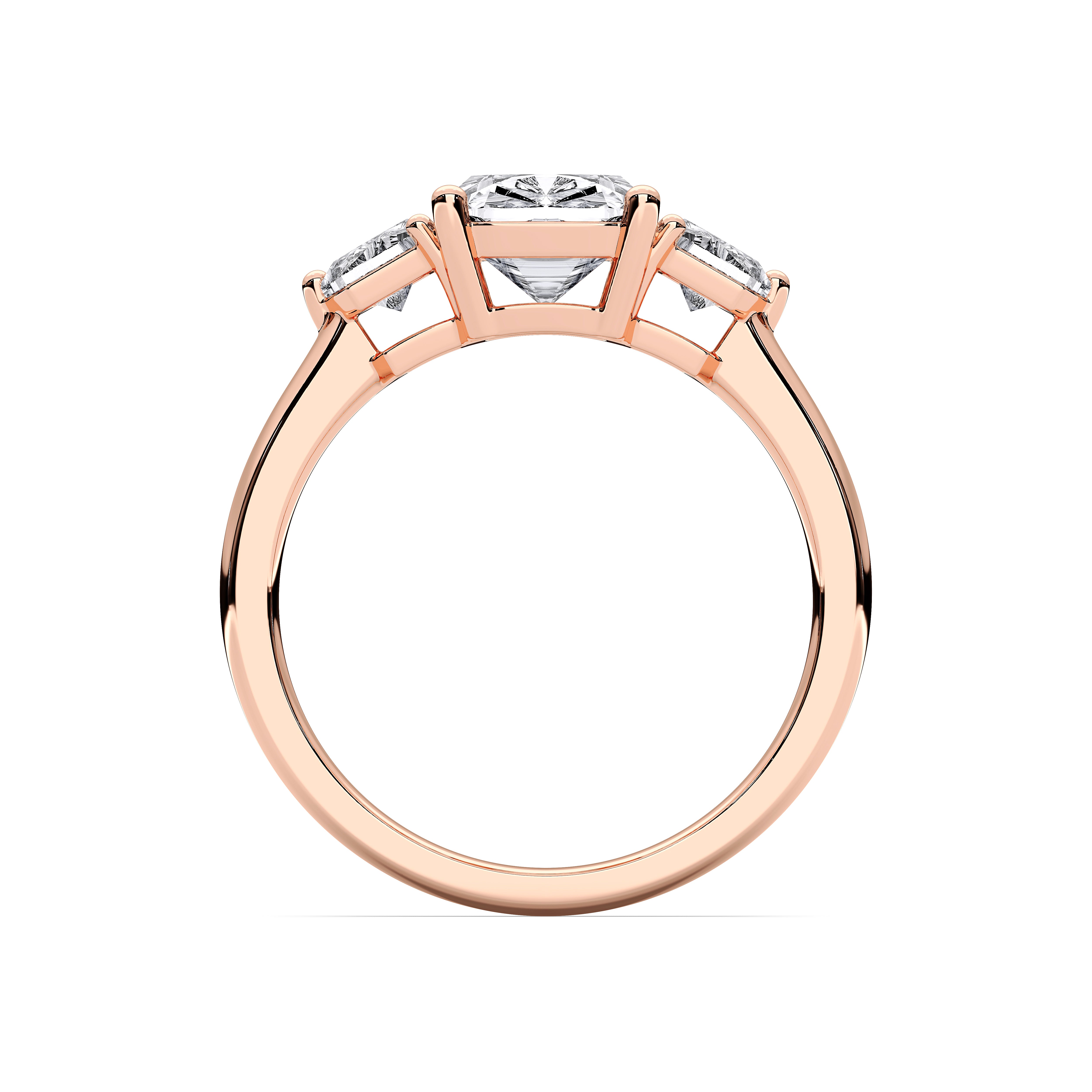 4.25 Carat Cushion Cut Three Stone Lab Grown Diamond Ring