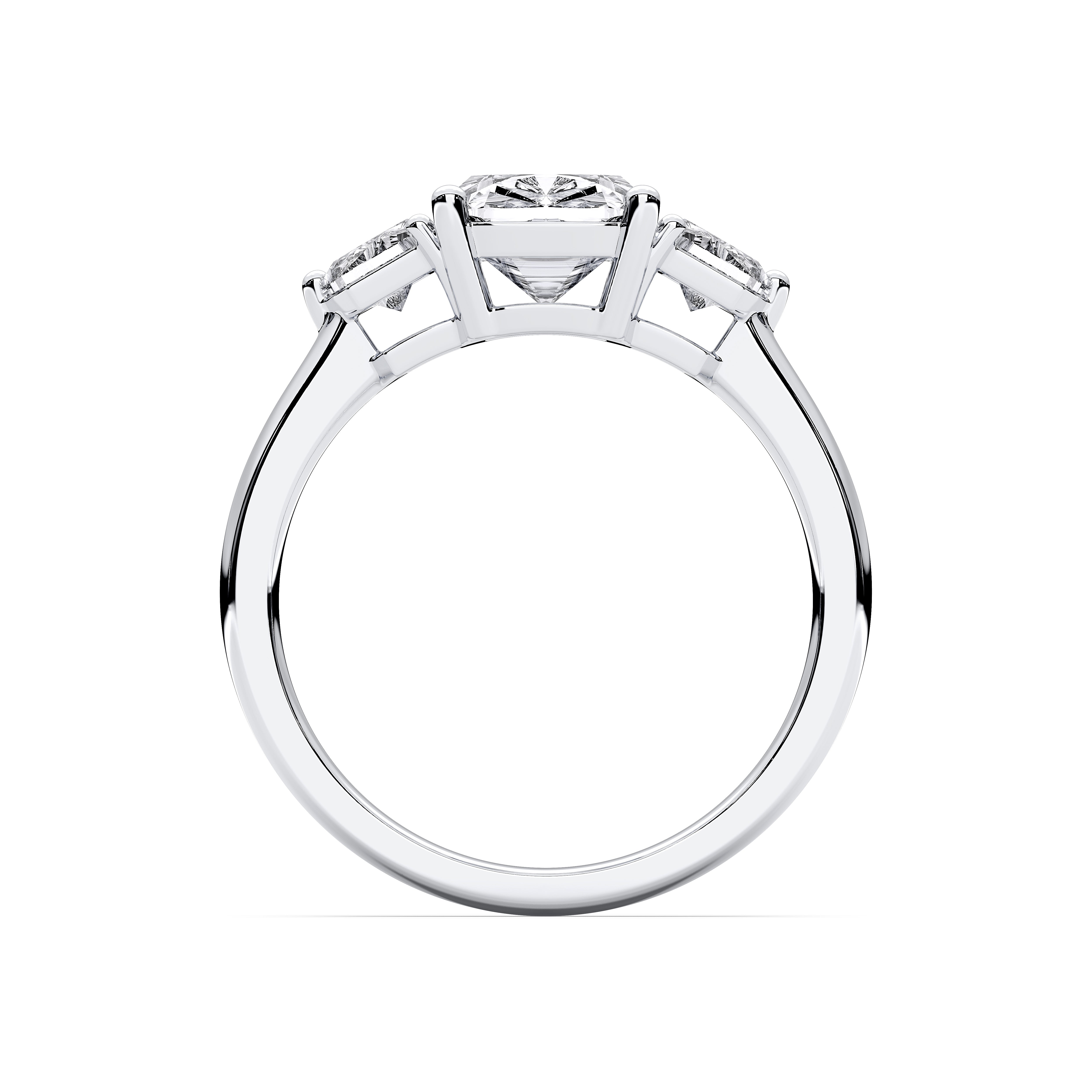 4.25 Carat Cushion Cut Three Stone Lab Grown Diamond Ring