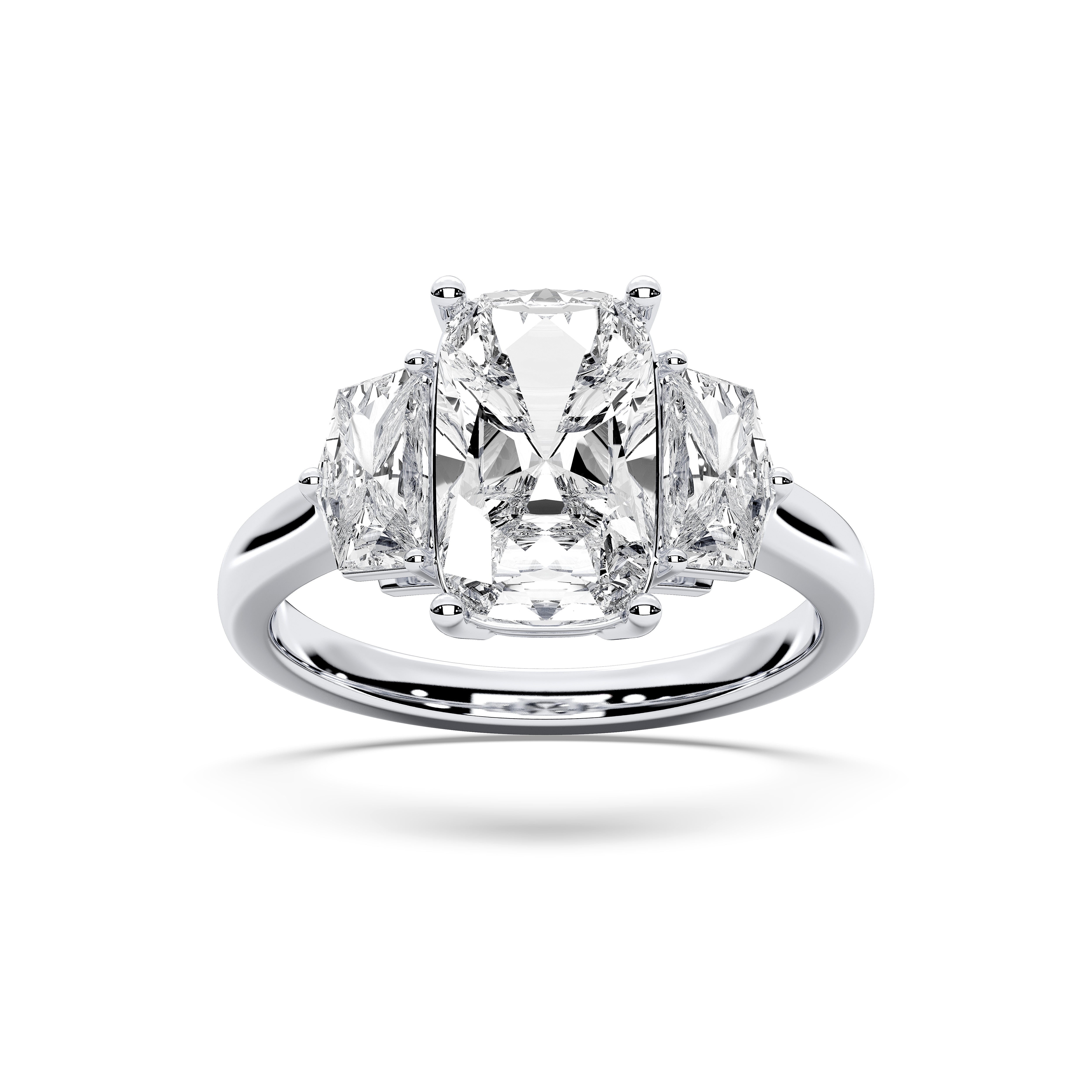 4.25 Carat Cushion Cut Three Stone Lab Grown Diamond Ring