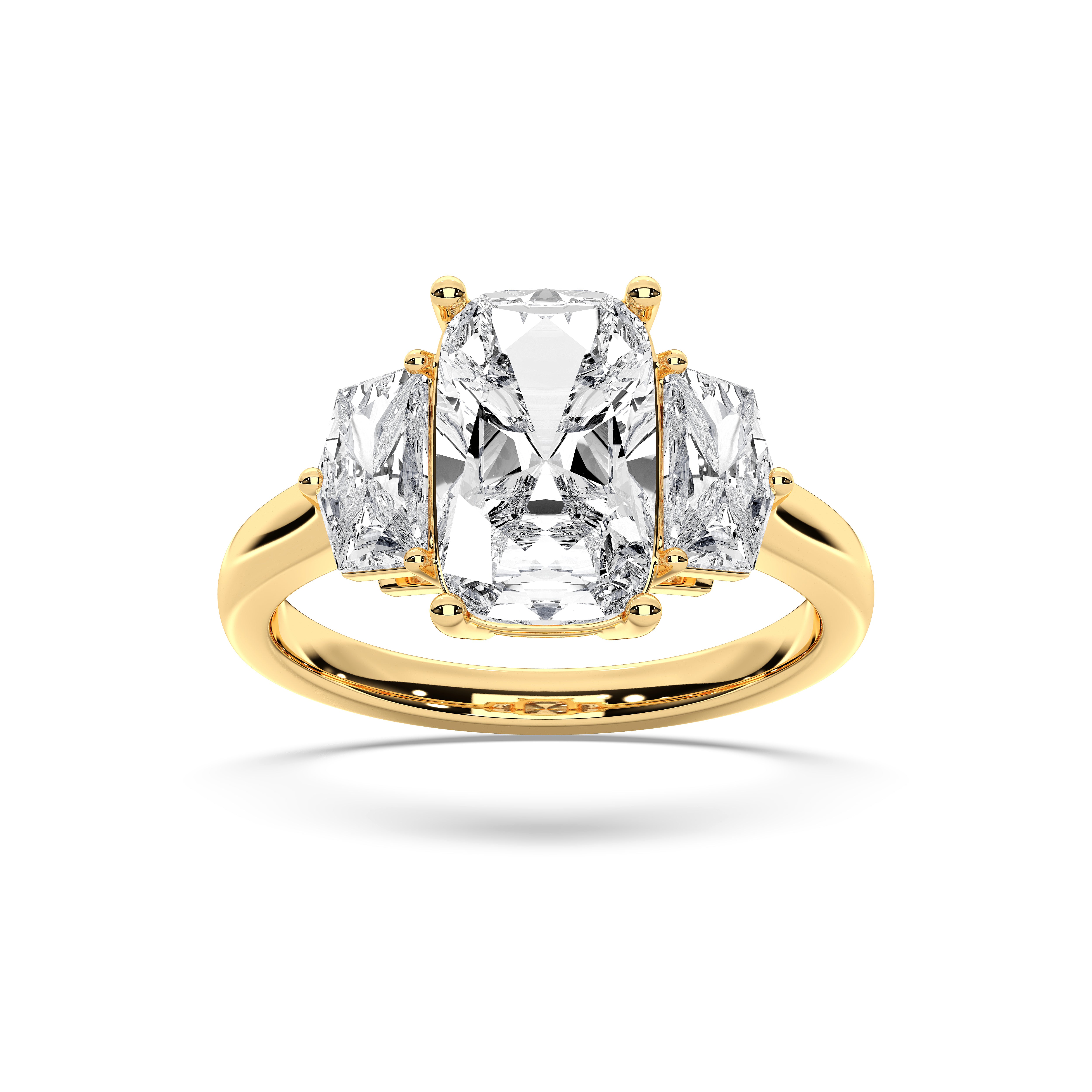 4.25 Carat Cushion Cut Three Stone Lab Grown Diamond Ring