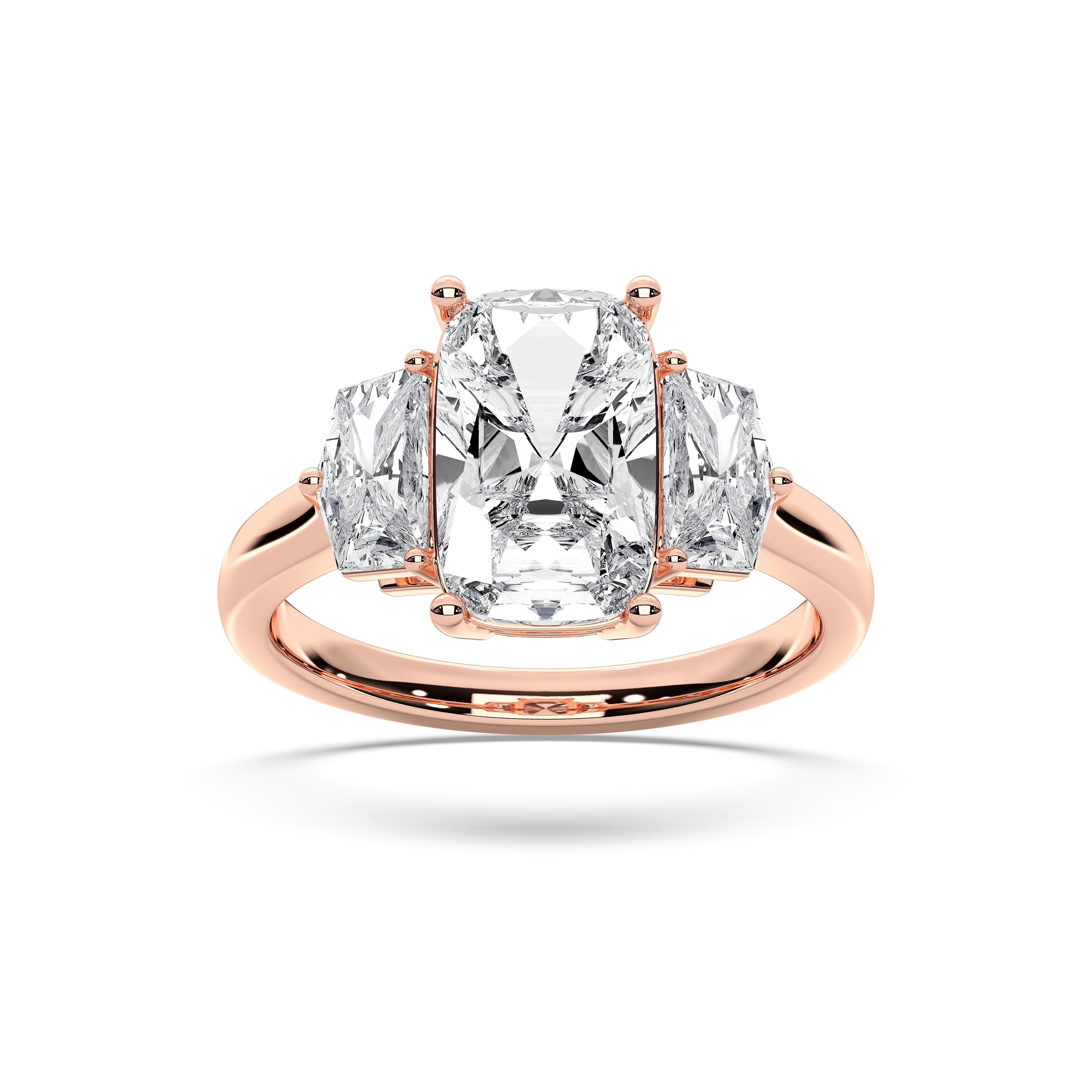 4.25 Carat Cushion Cut Three Stone Lab Grown Diamond Ring