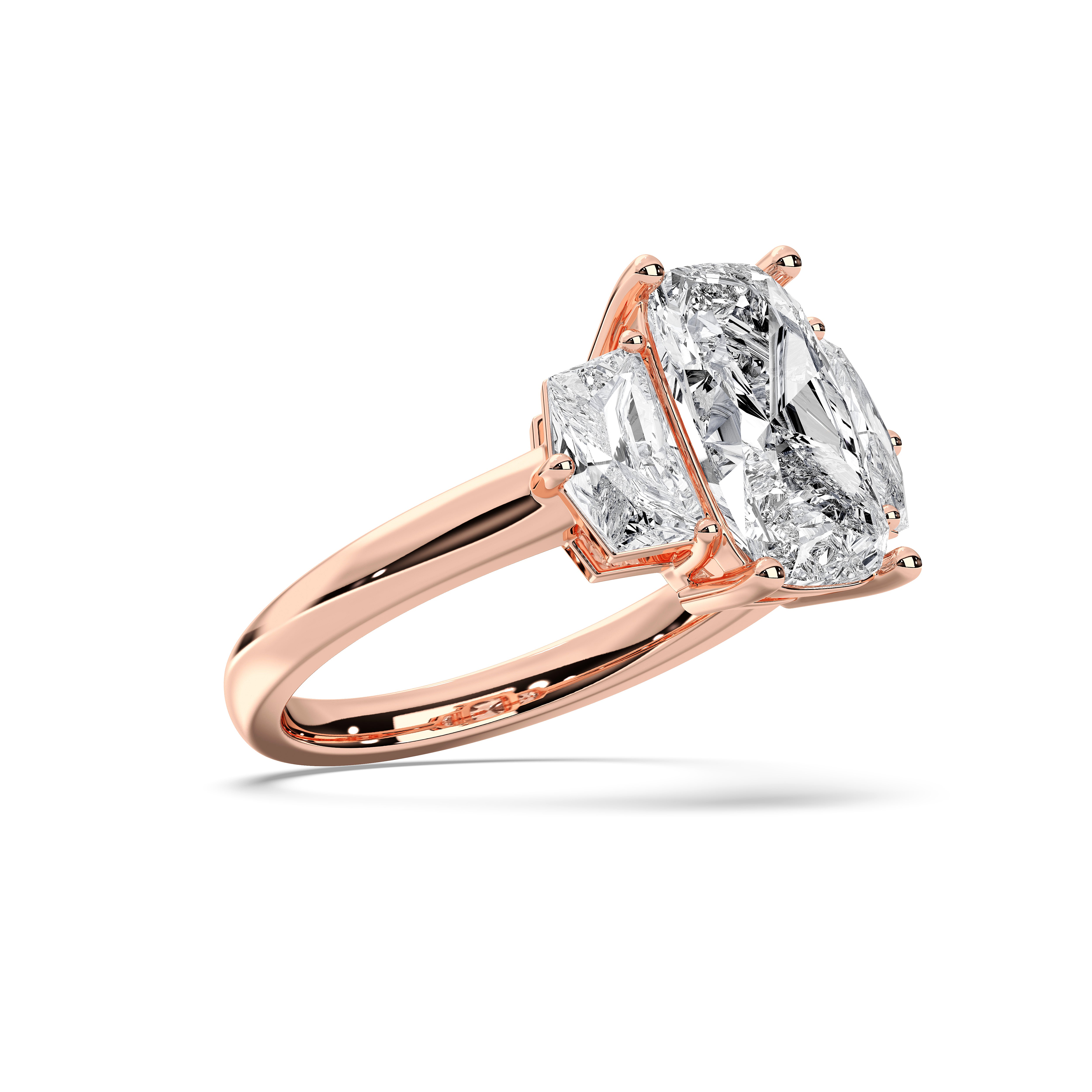 4.25 Carat Cushion Cut Three Stone Lab Grown Diamond Ring