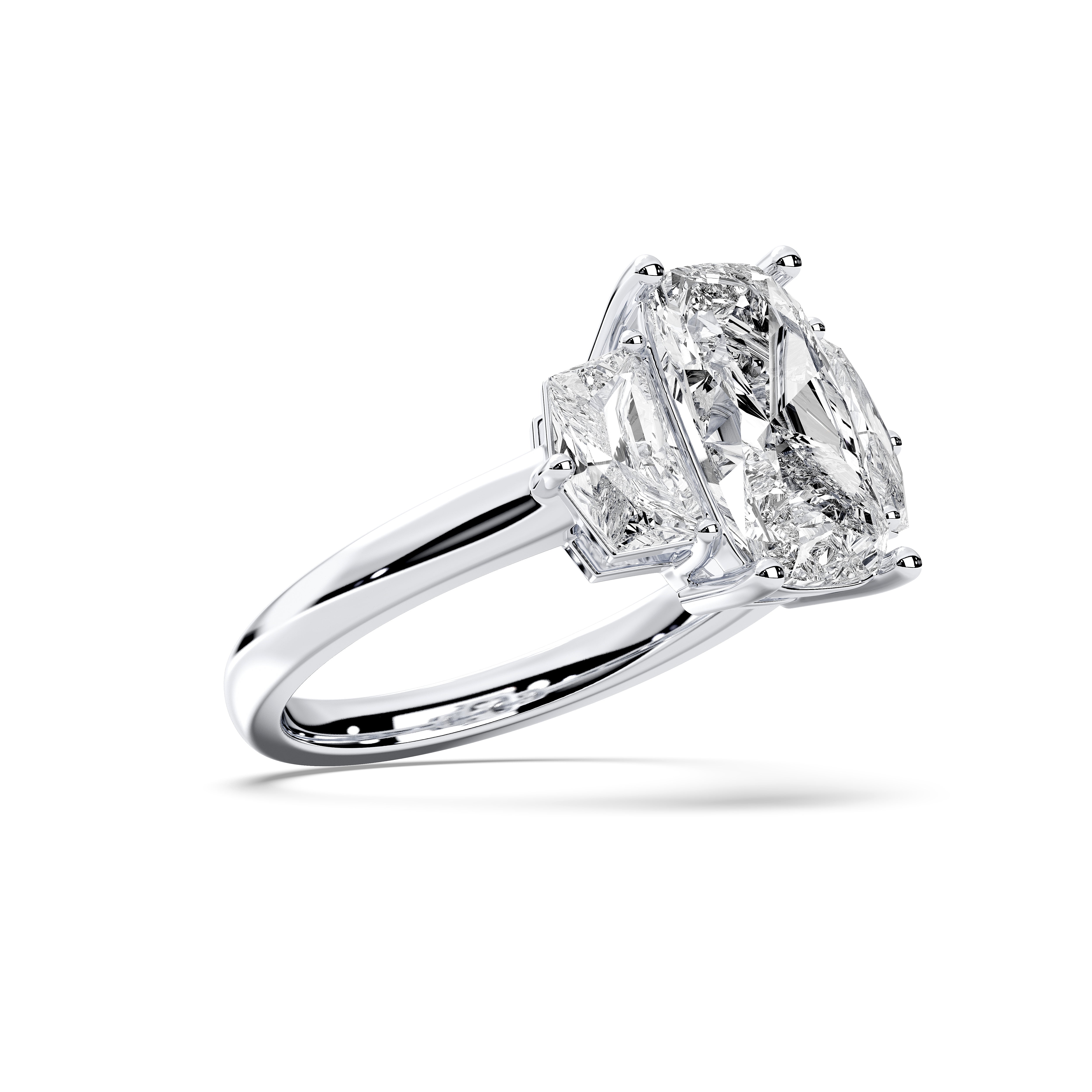 4.25 Carat Cushion Cut Three Stone Lab Grown Diamond Ring