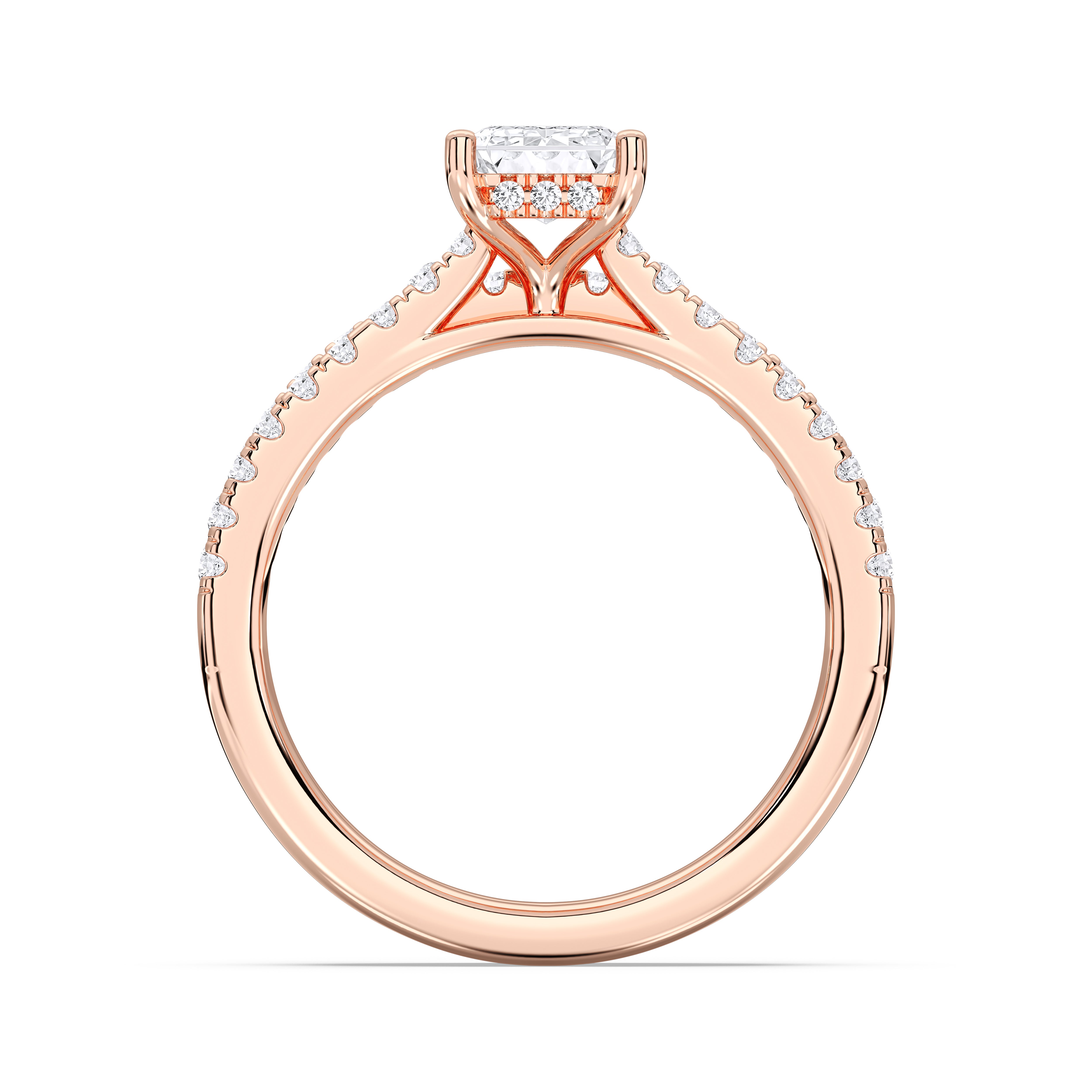 1.50 Carat Emerald & Round Cut Lab Grown Diamond Solitaire Engagement Ring With Matching Wedding Band in Solid Gold