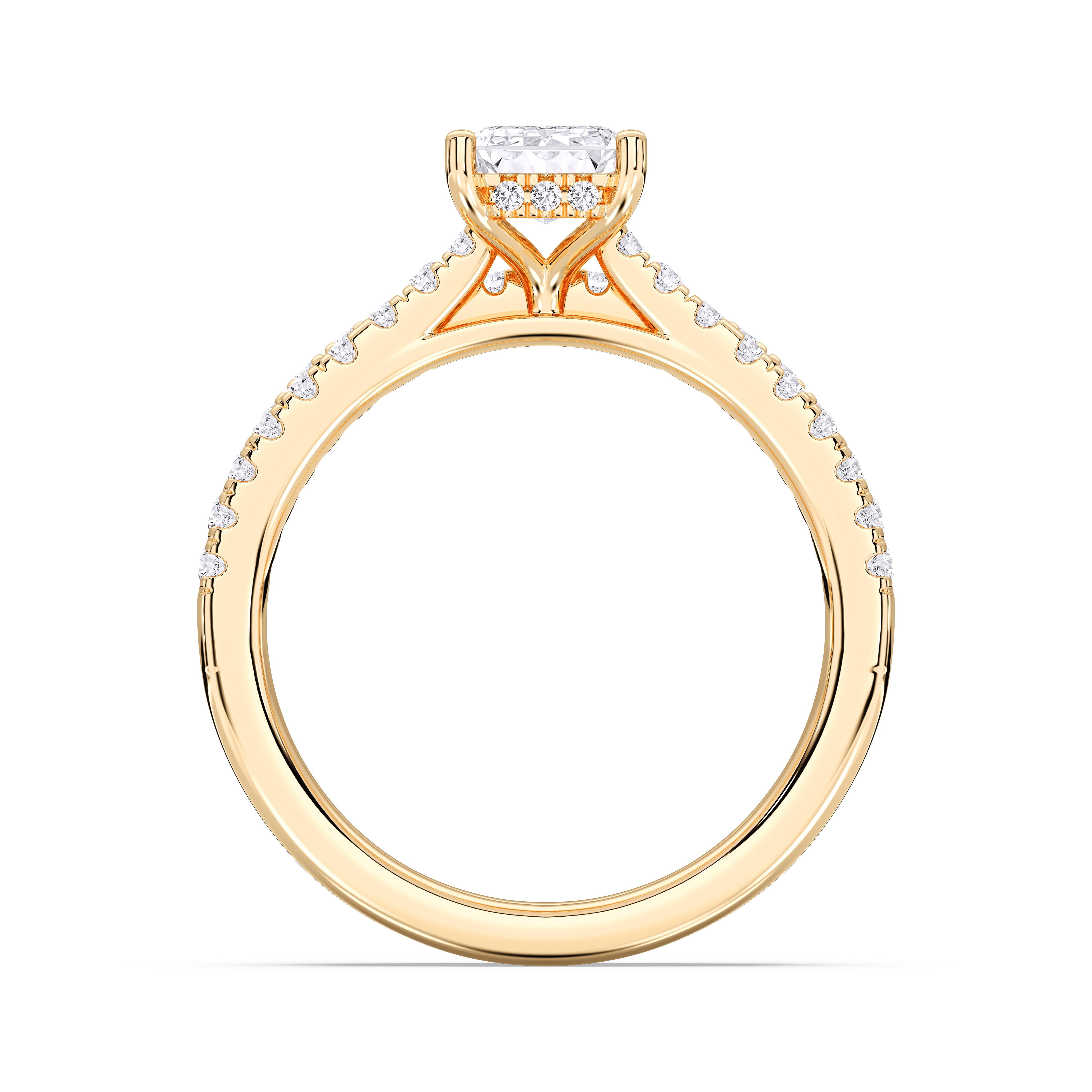 1.50 Carat Emerald & Round Cut Lab Grown Diamond Solitaire Engagement Ring With Matching Wedding Band in Solid Gold