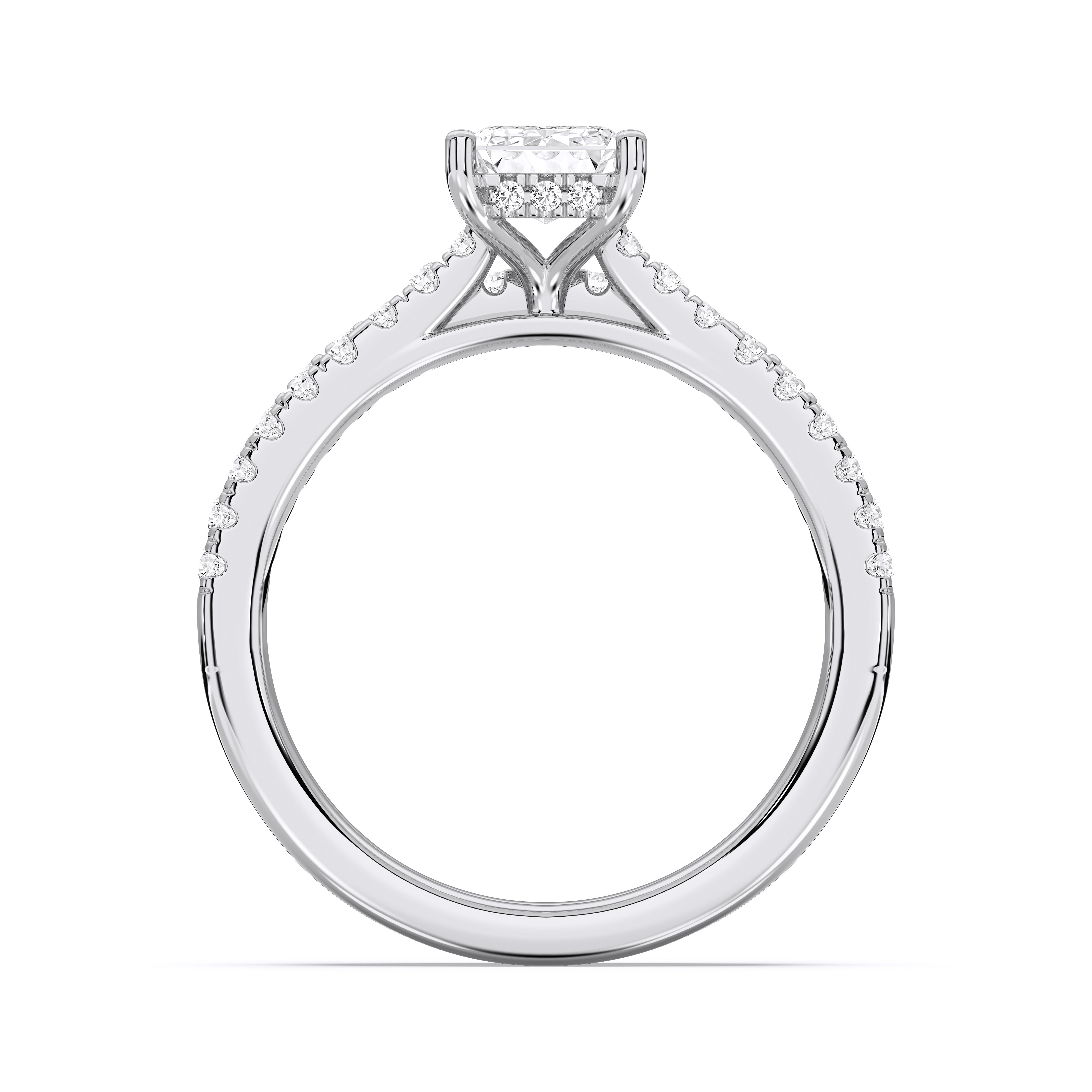 1.50 Carat Emerald & Round Cut Lab Grown Diamond Solitaire Engagement Ring With Matching Wedding Band in Solid Gold