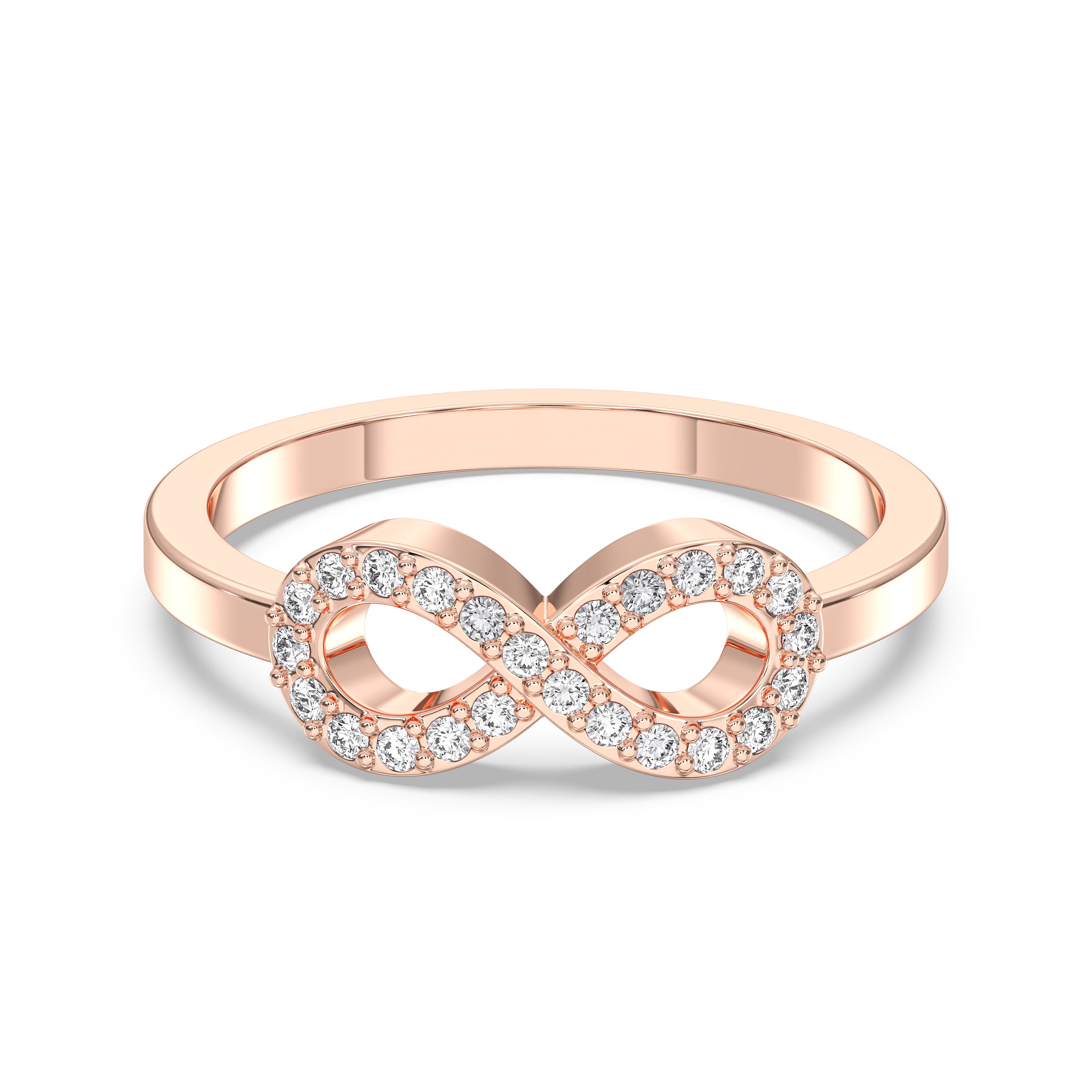 0.20 Carat Round Cut Lab Grown Diamond Infinity Pave Set Engagement Ring Made in Solid Gold