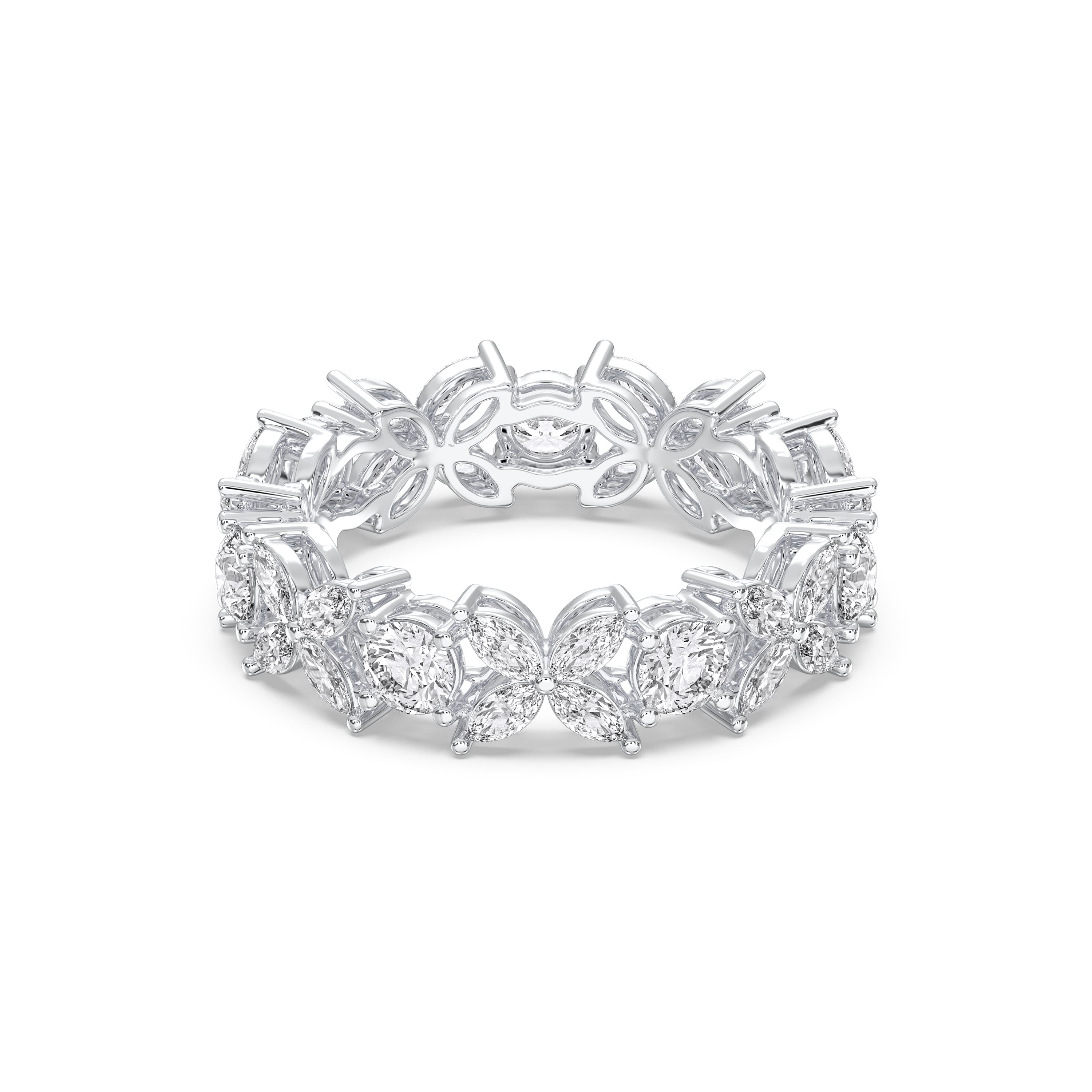 3.15 Carat Marquise & Round Lab Grown Diamond Eternity Wedding Band In Solid Gold