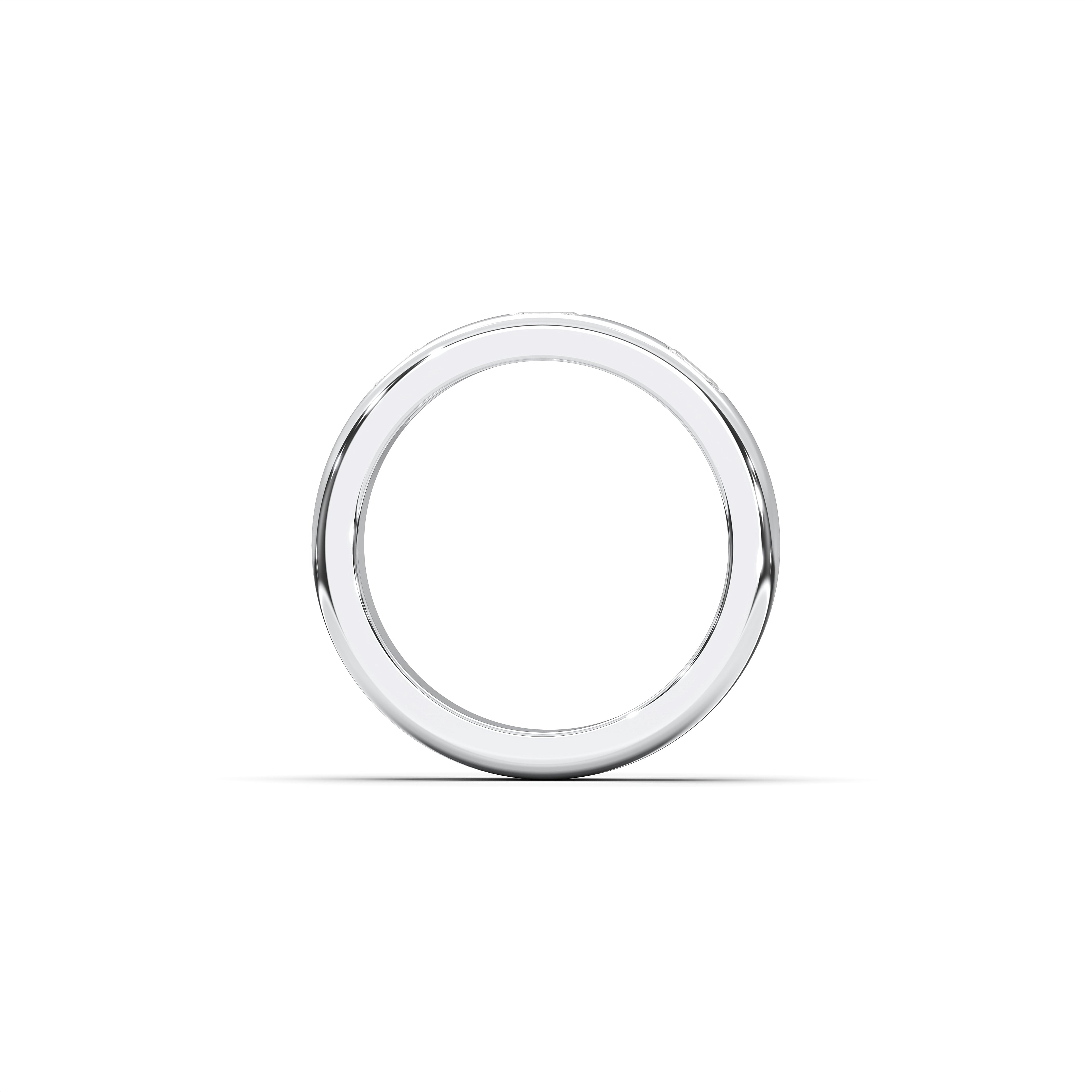 0.24 Carat Emerald Shape Lab Grown Three Stone Diamond Wedding Band in Solid Gold For Her