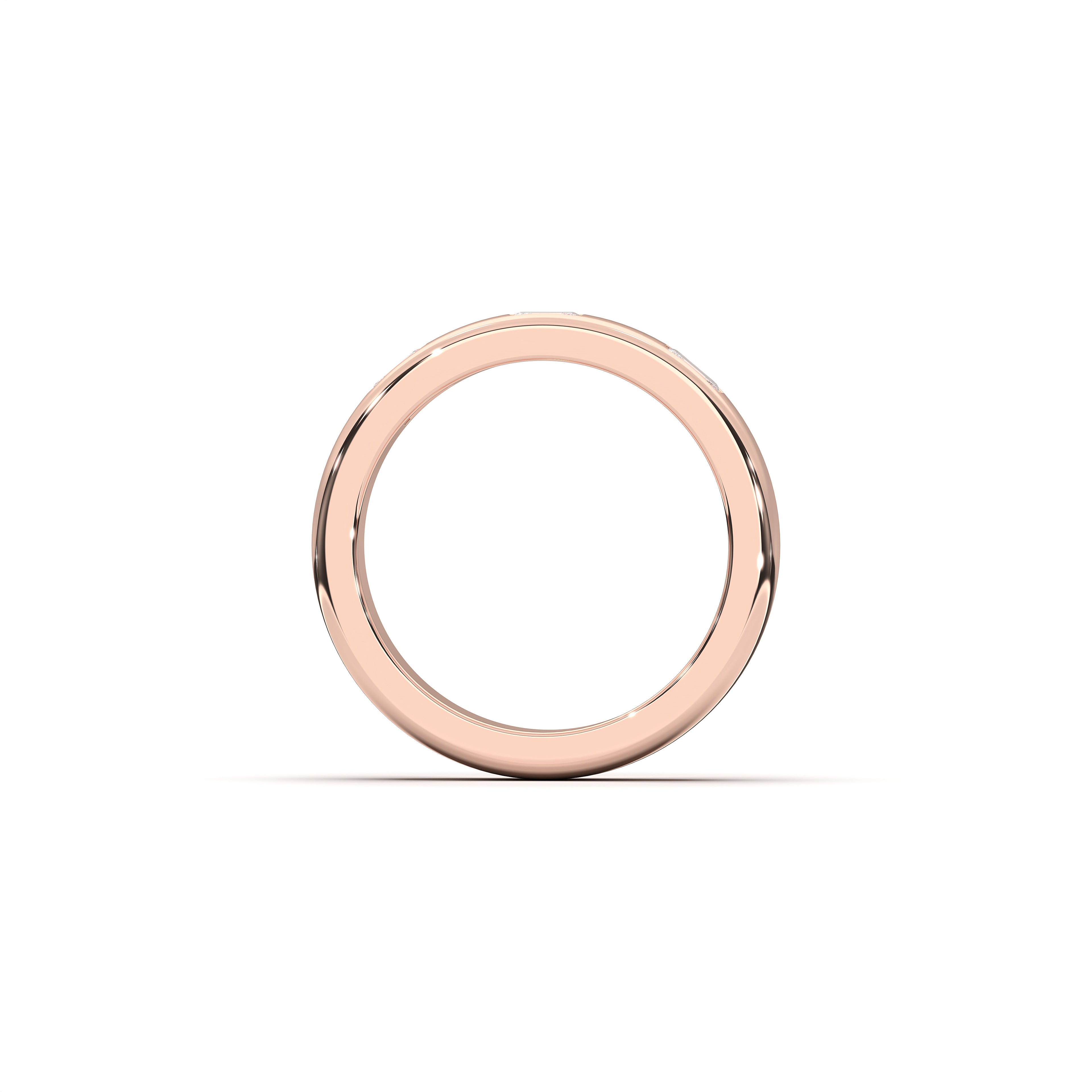 0.24 Carat Emerald Shape Lab Grown Three Stone Diamond Wedding Band in Solid Gold For Her