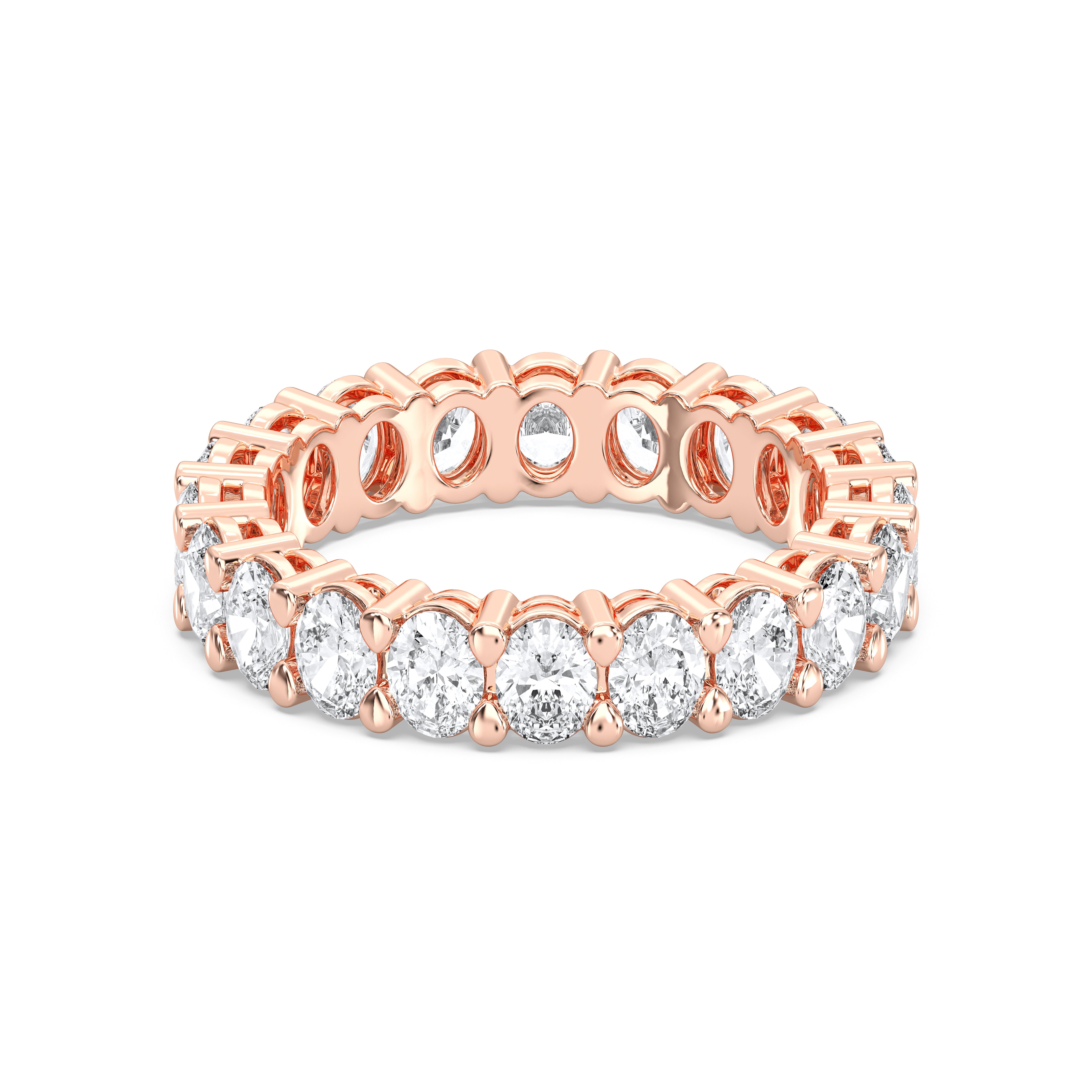 3 Carat Oval Cut Lab Grown Diamond Eternity Wedding Band in Solid Gold for Her