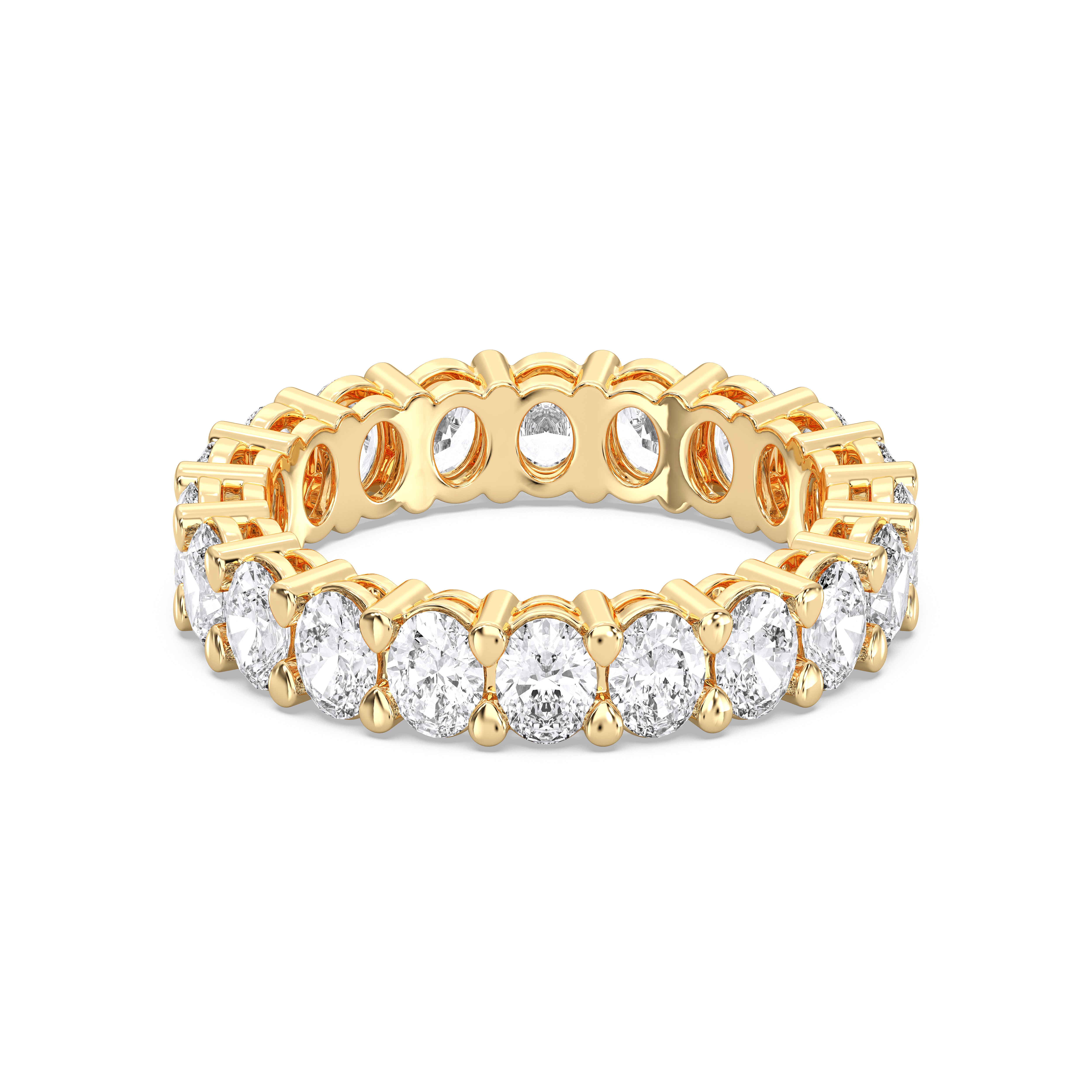 3 Carat Oval Cut Lab Grown Diamond Eternity Wedding Band in Solid Gold for Her