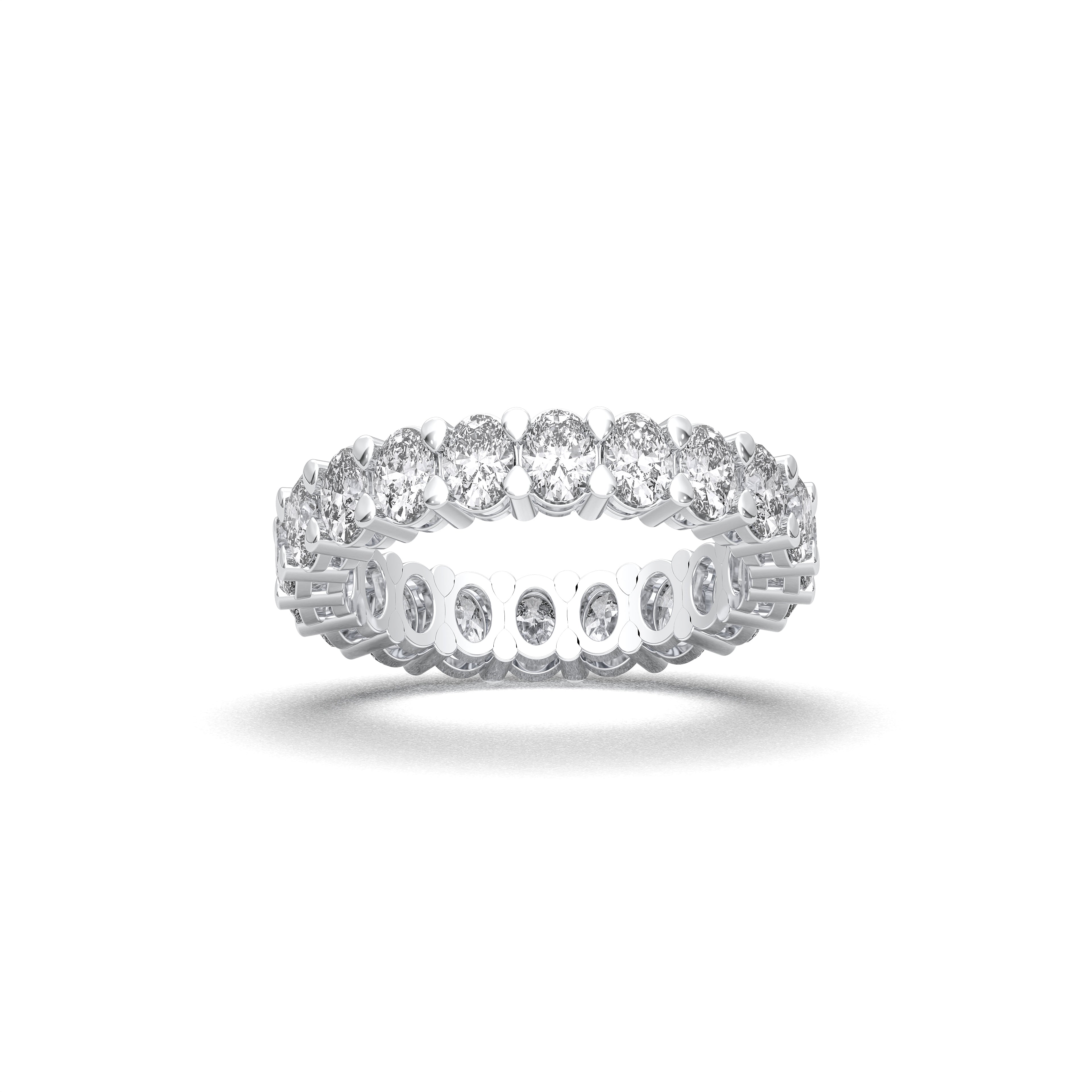 3 Carat Oval Cut Lab Grown Diamond Eternity Wedding Band in Solid Gold for Her