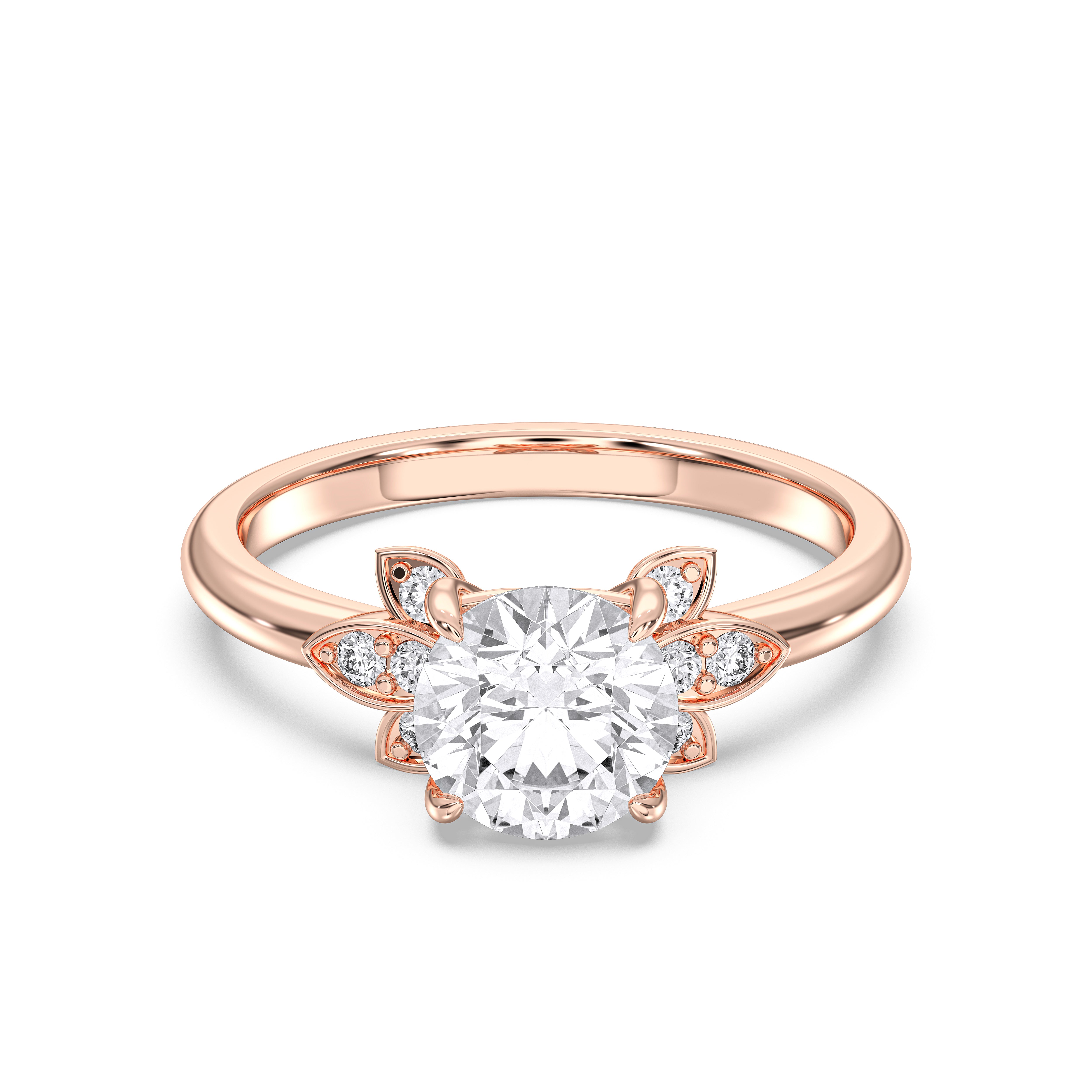Round Cur 1.65 Carat Lab Grown Diamond Solitaire Engagement Ring in Solid Gold