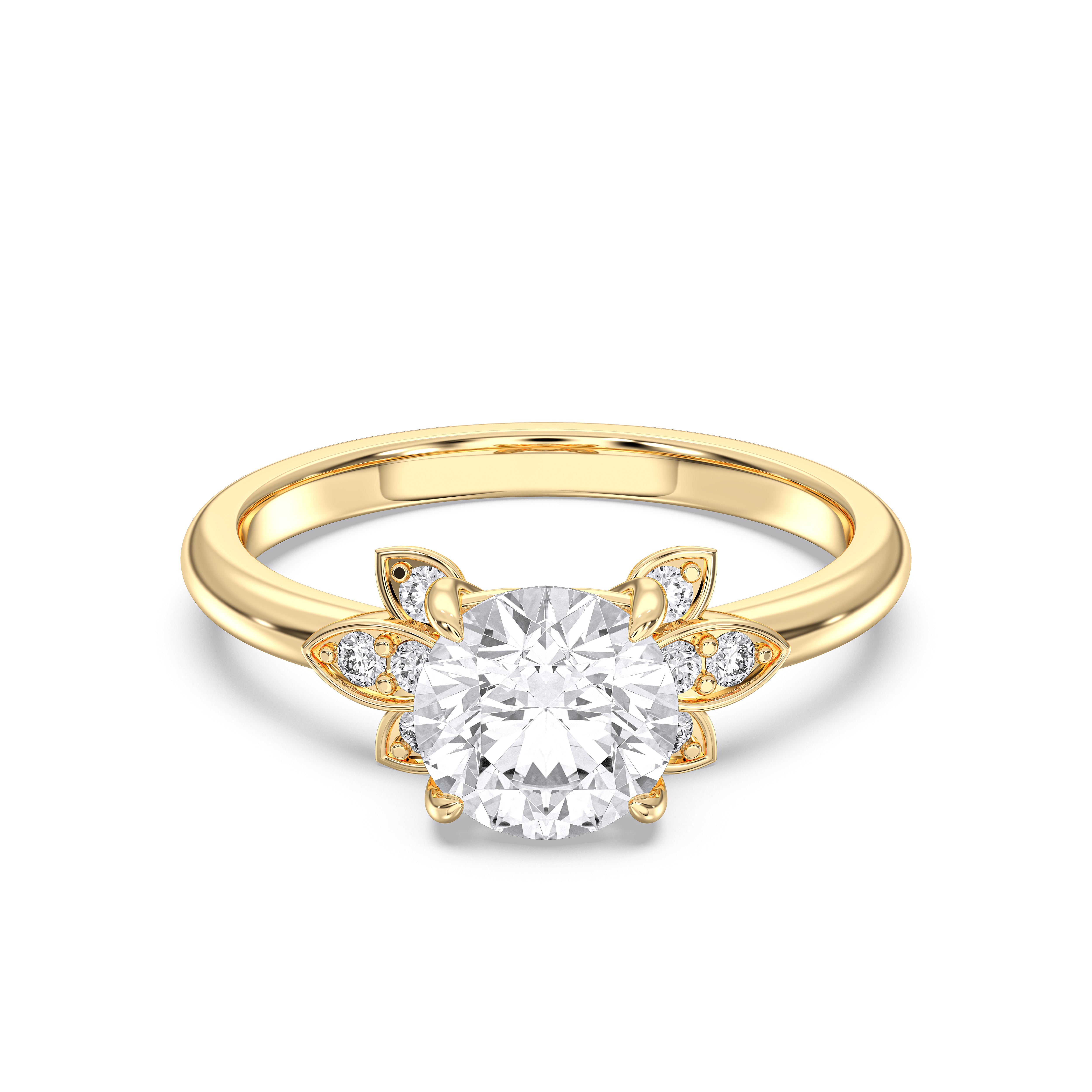 Round Cur 1.65 Carat Lab Grown Diamond Solitaire Engagement Ring in Solid Gold