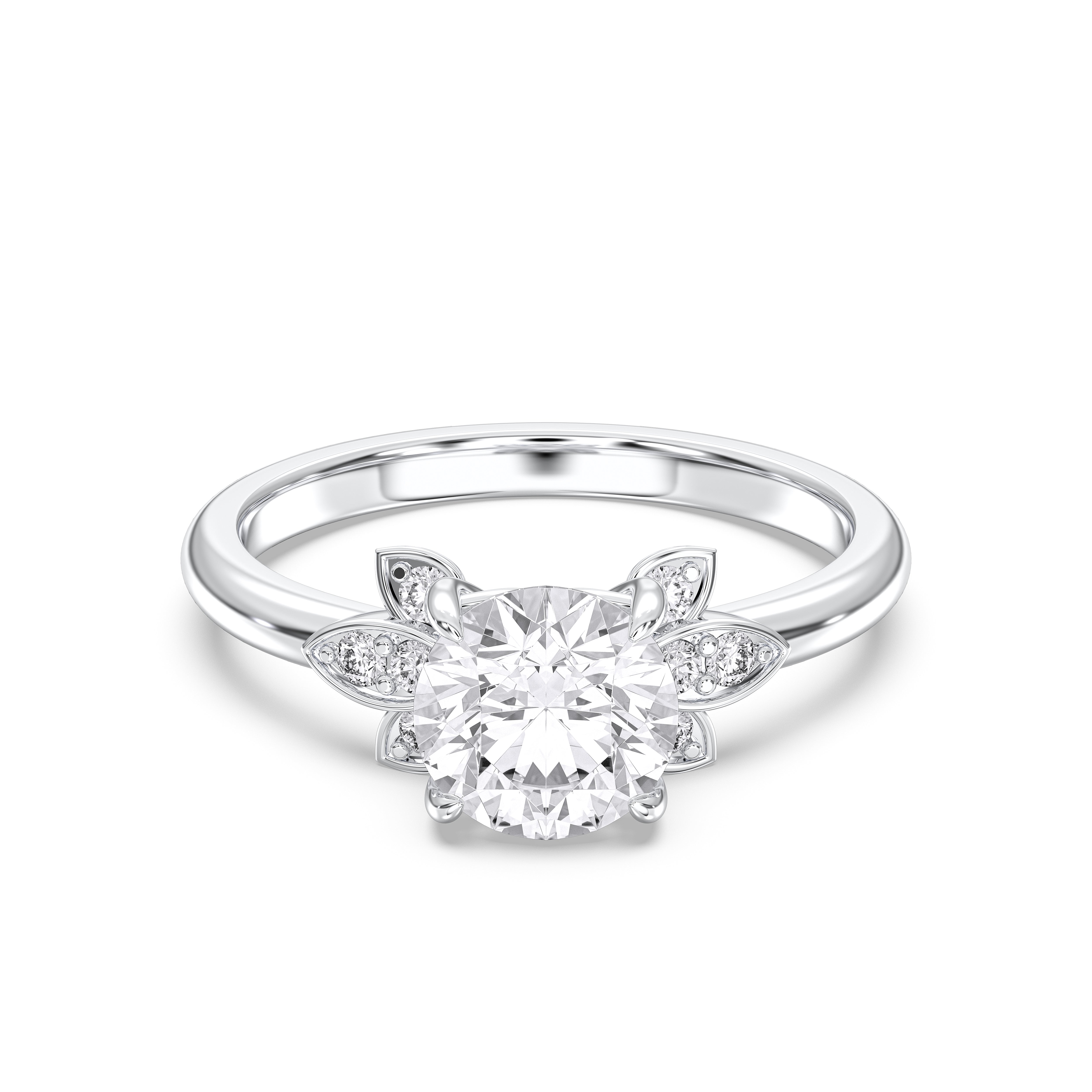 Round Cur 1.65 Carat Lab Grown Diamond Solitaire Engagement Ring in Solid Gold