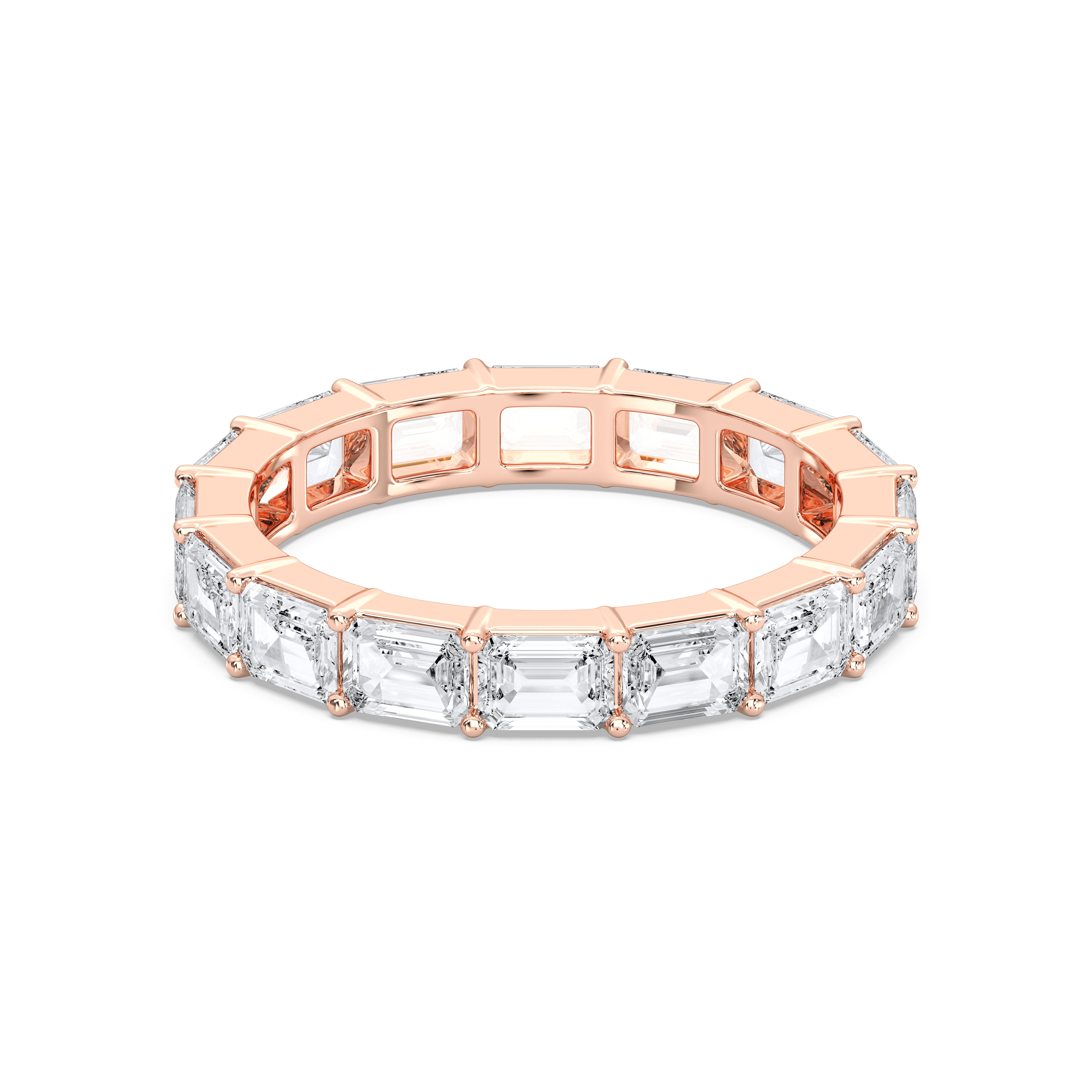 3.20 Carat Emerald  Cut Lab Grown Diamond Eternity Wedding Band in Solid Gold for Her