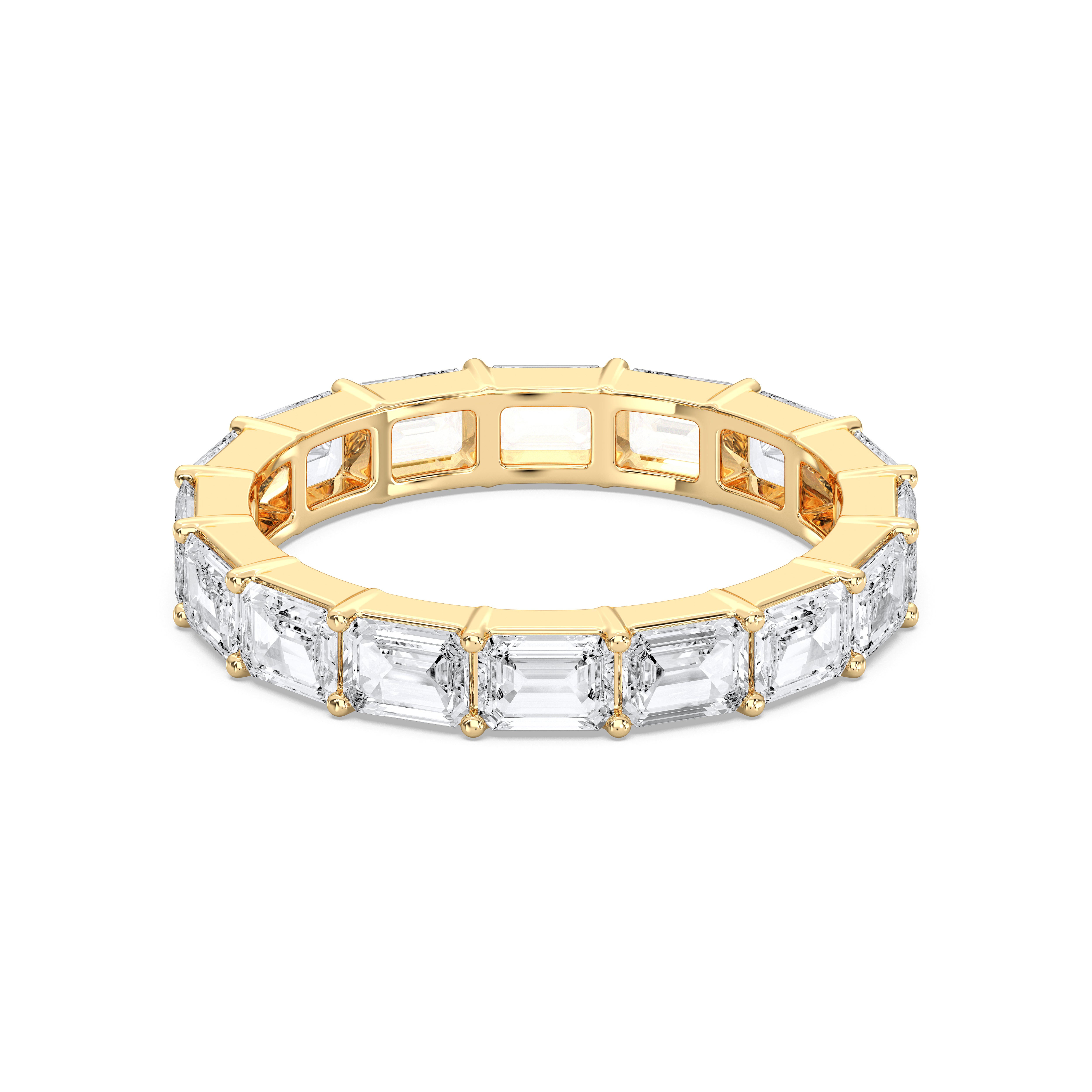 3.20 Carat Emerald  Cut Lab Grown Diamond Eternity Wedding Band in Solid Gold for Her