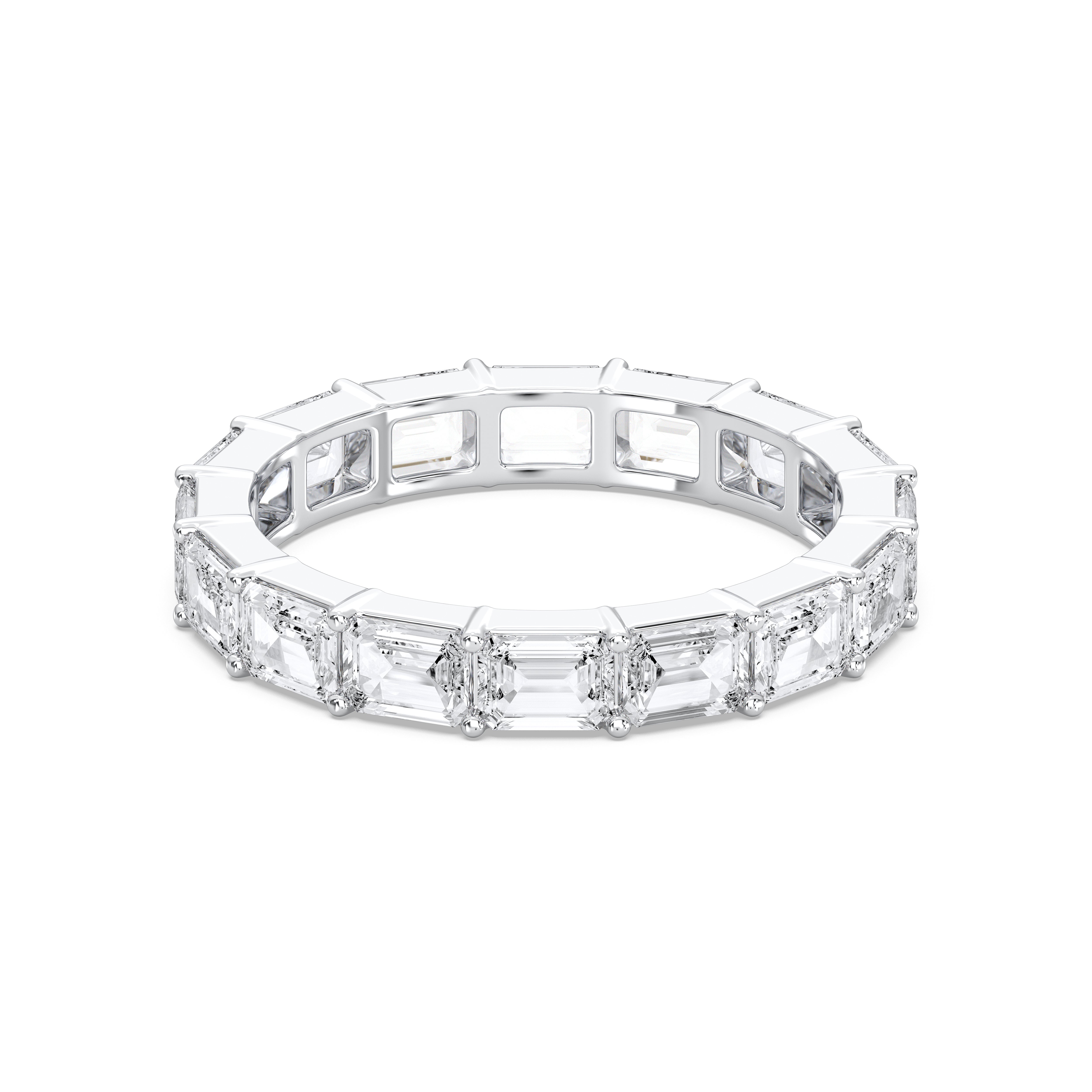 3.20 Carat Emerald  Cut Lab Grown Diamond Eternity Wedding Band in Solid Gold for Her
