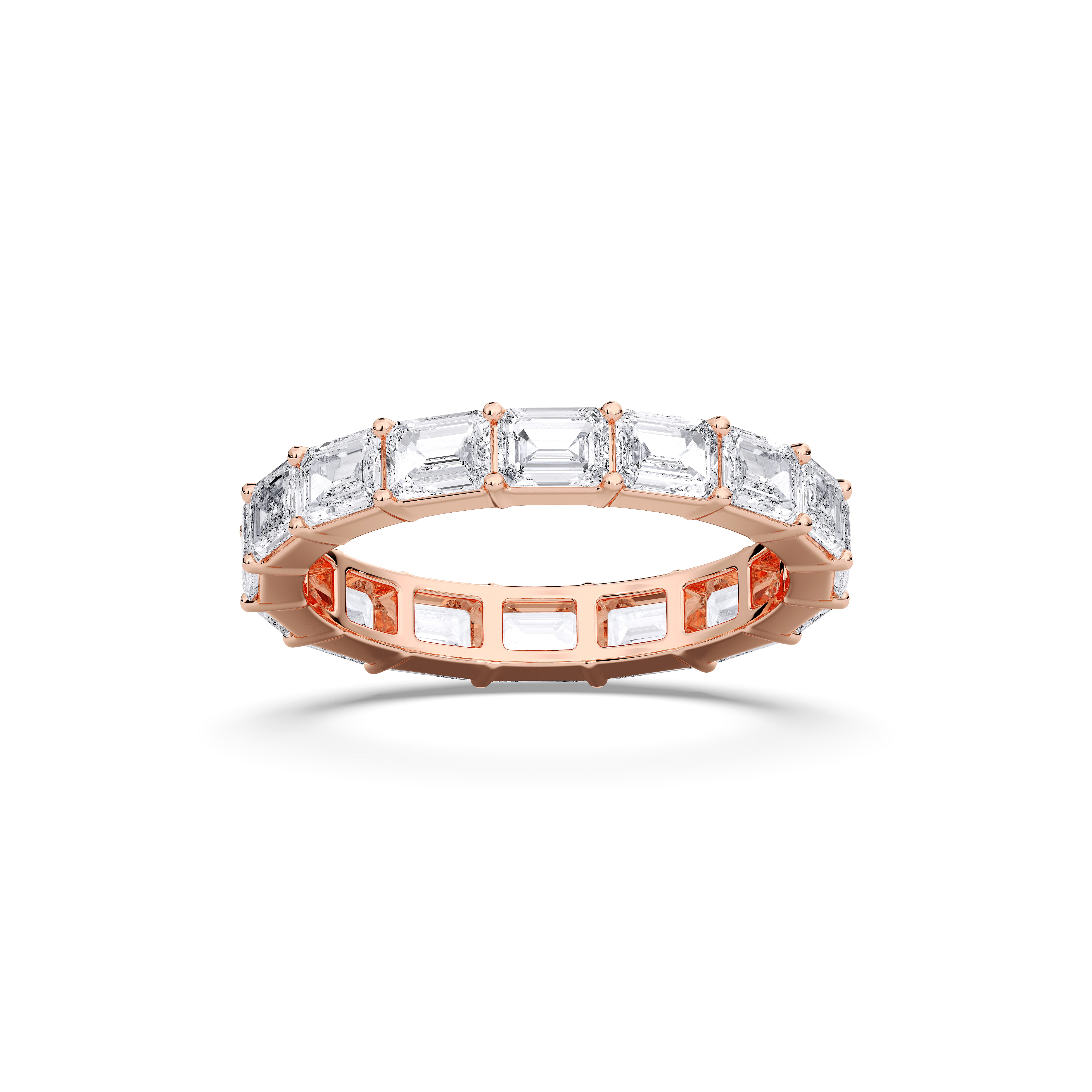 3.20 Carat Emerald  Cut Lab Grown Diamond Eternity Wedding Band in Solid Gold for Her