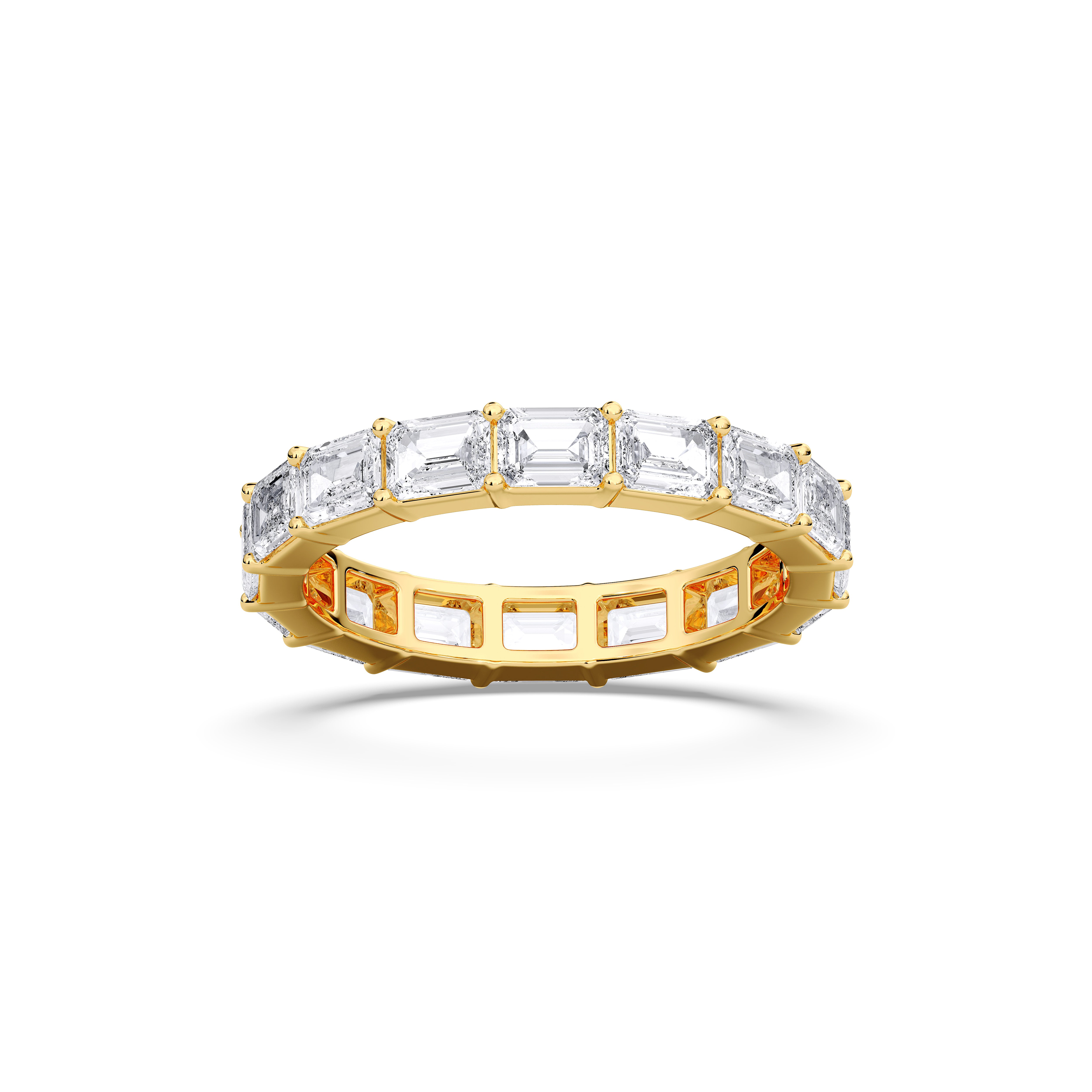 3.20 Carat Emerald  Cut Lab Grown Diamond Eternity Wedding Band in Solid Gold for Her