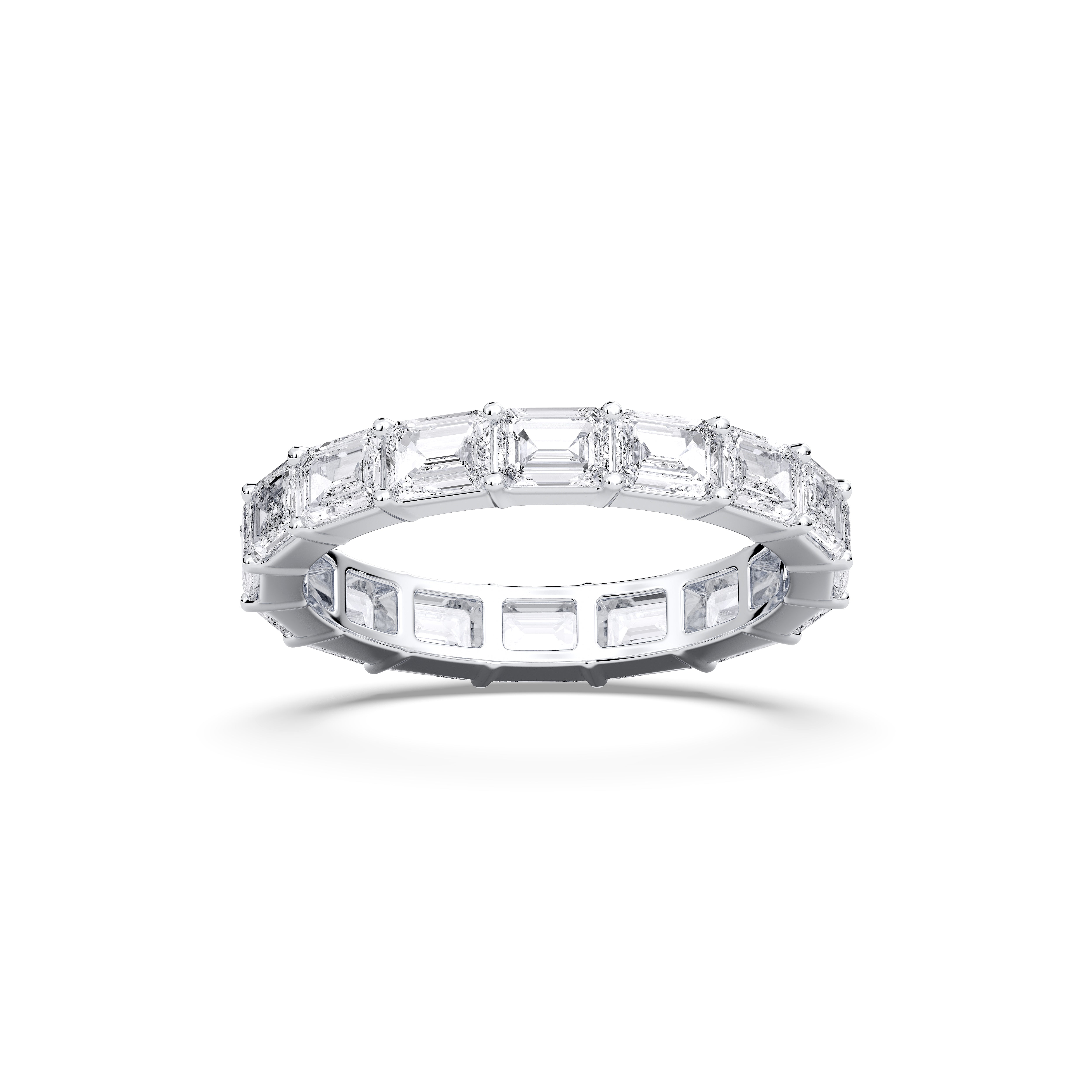 3.20 Carat Emerald  Cut Lab Grown Diamond Eternity Wedding Band in Solid Gold for Her