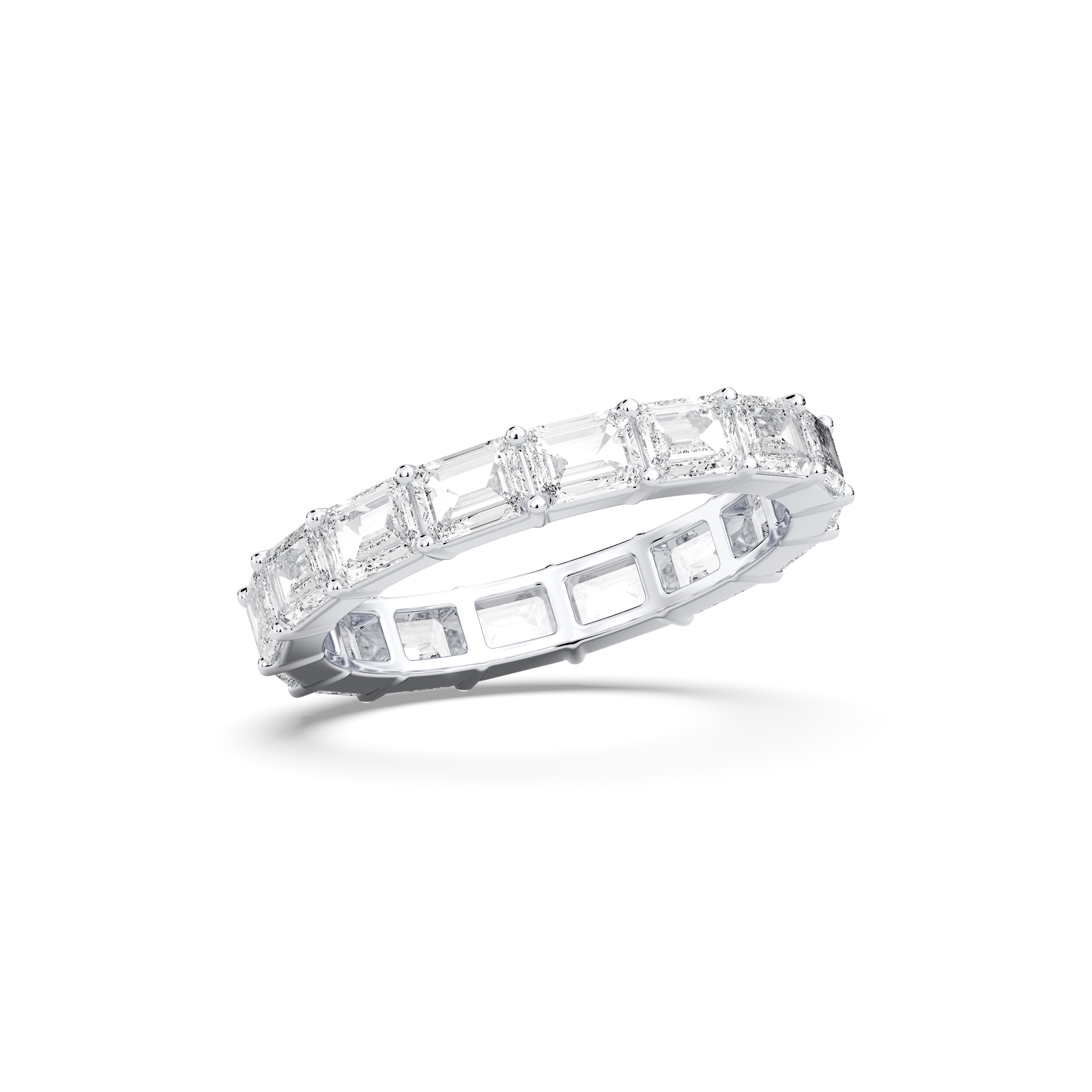 3.20 Carat Emerald  Cut Lab Grown Diamond Eternity Wedding Band in Solid Gold for Her