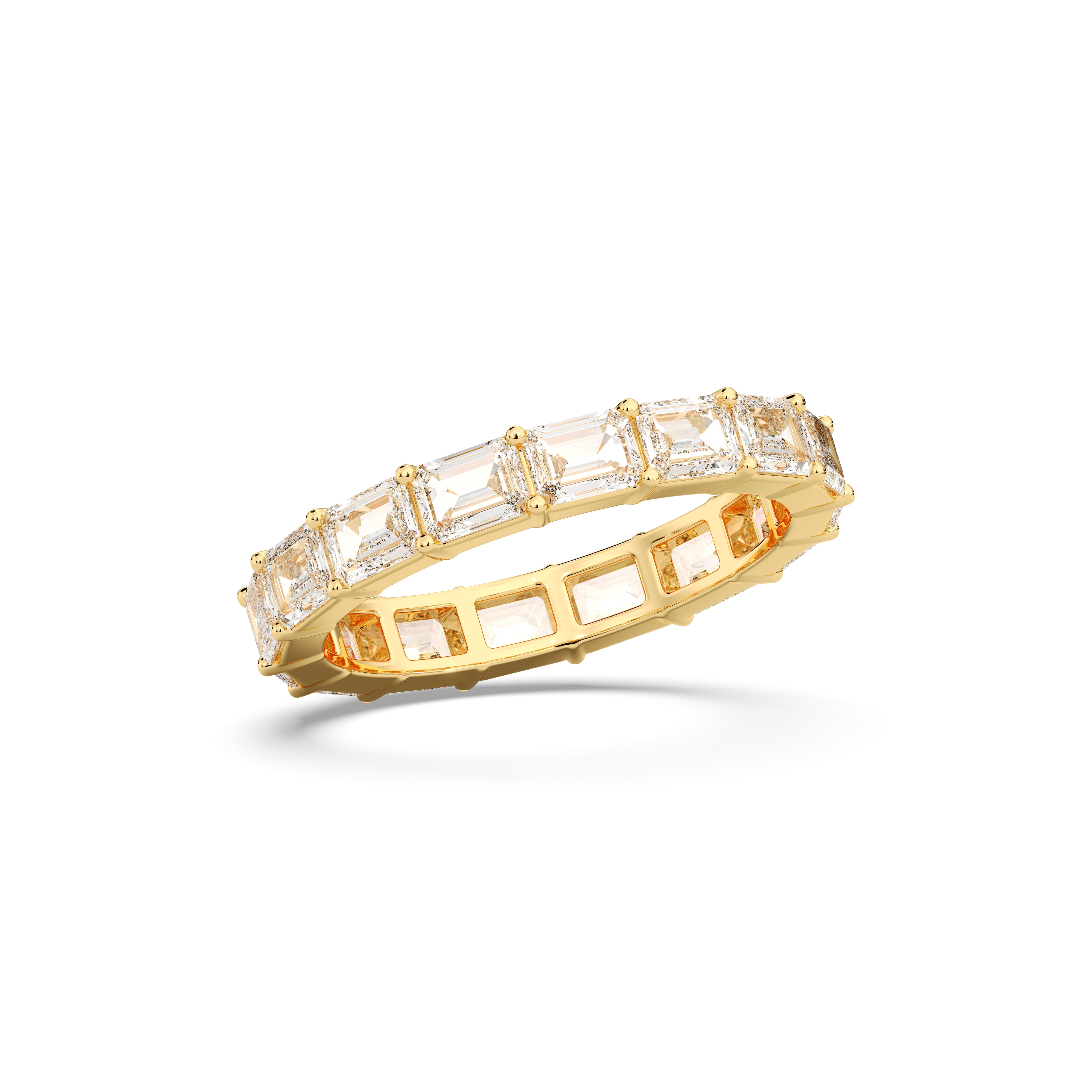 3.20 Carat Emerald  Cut Lab Grown Diamond Eternity Wedding Band in Solid Gold for Her