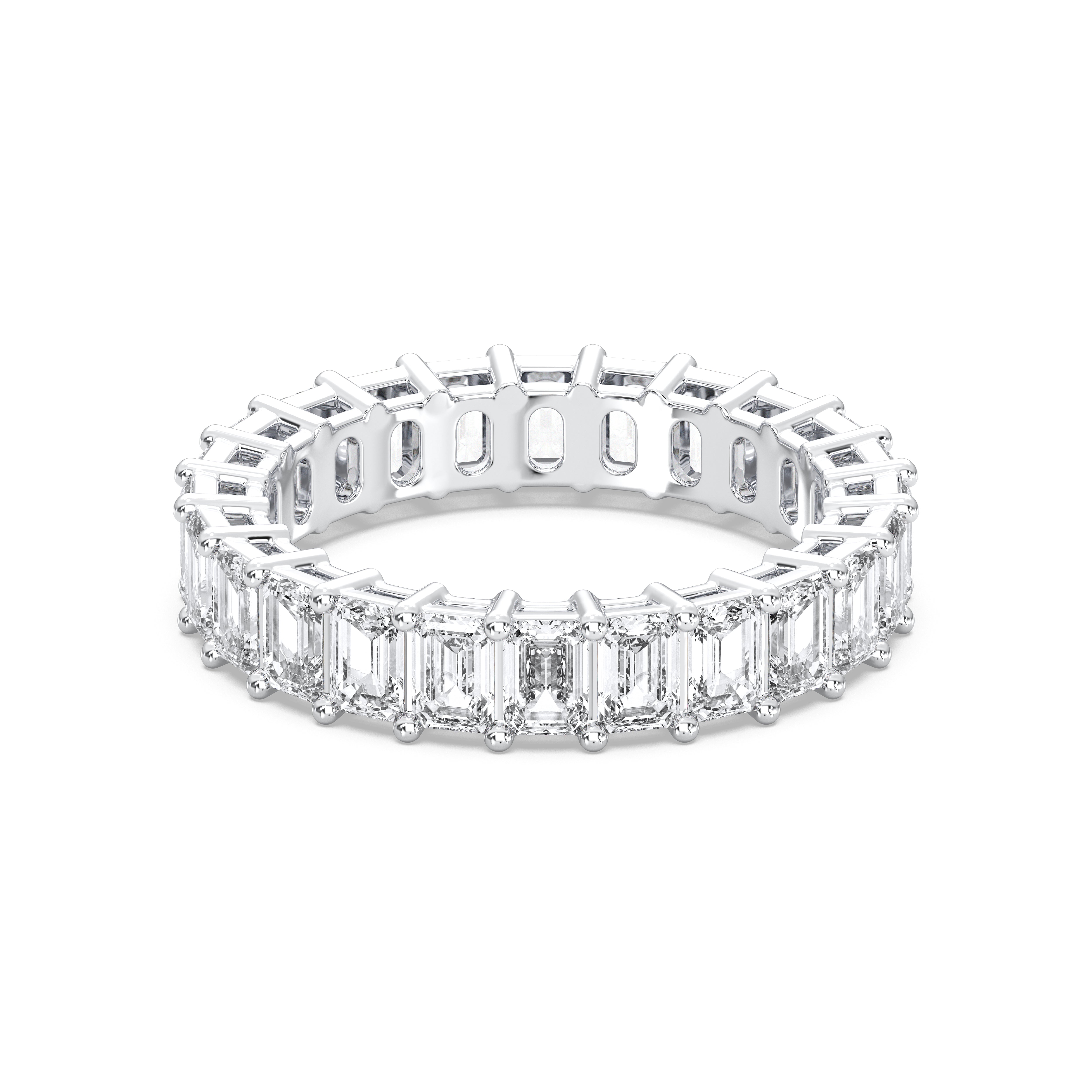 5.00 Carat Emerald Cut Lab Grown Diamond Eternity Wedding Ring in Solid Gold