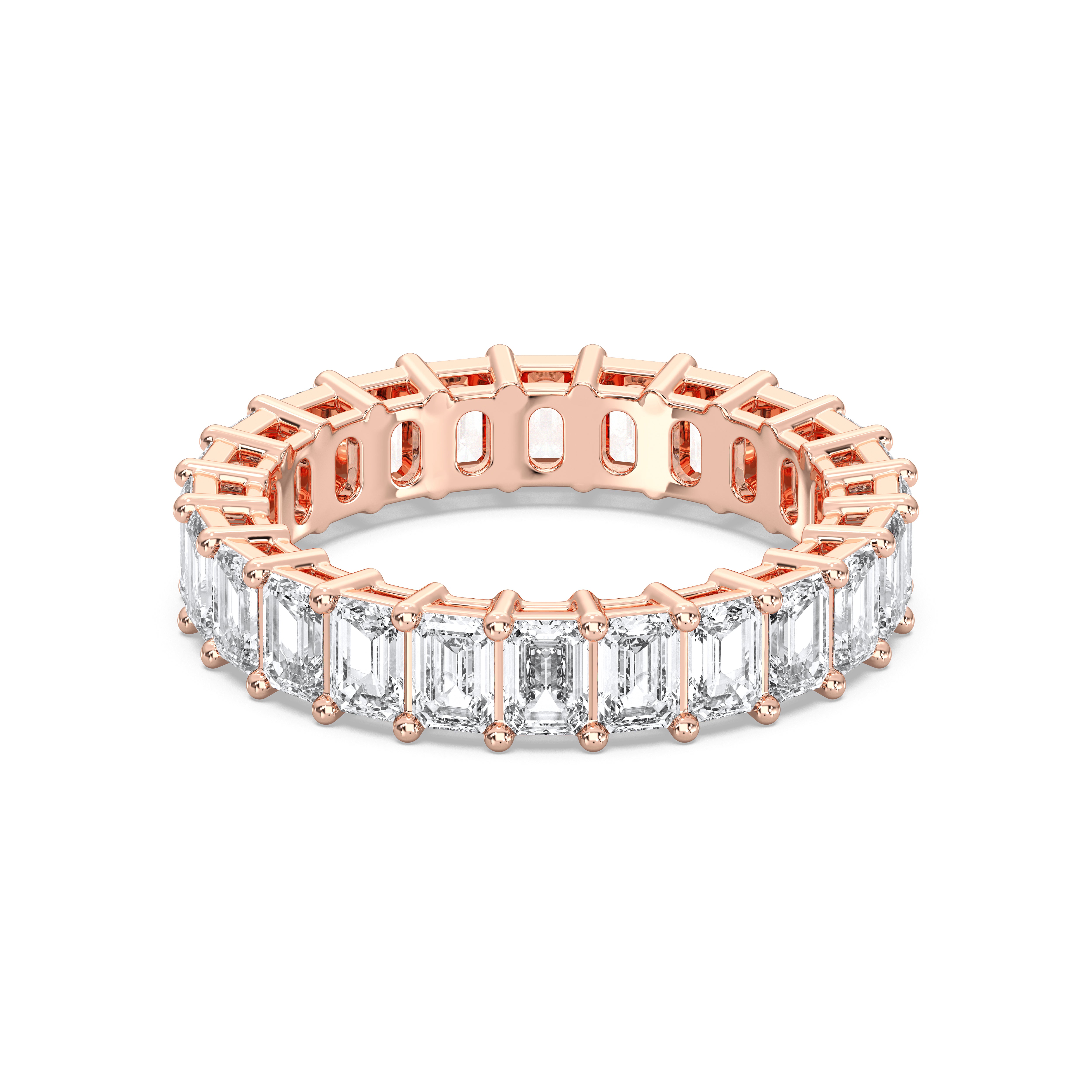 5.00 Carat Emerald Cut Lab Grown Diamond Eternity Wedding Ring in Solid Gold