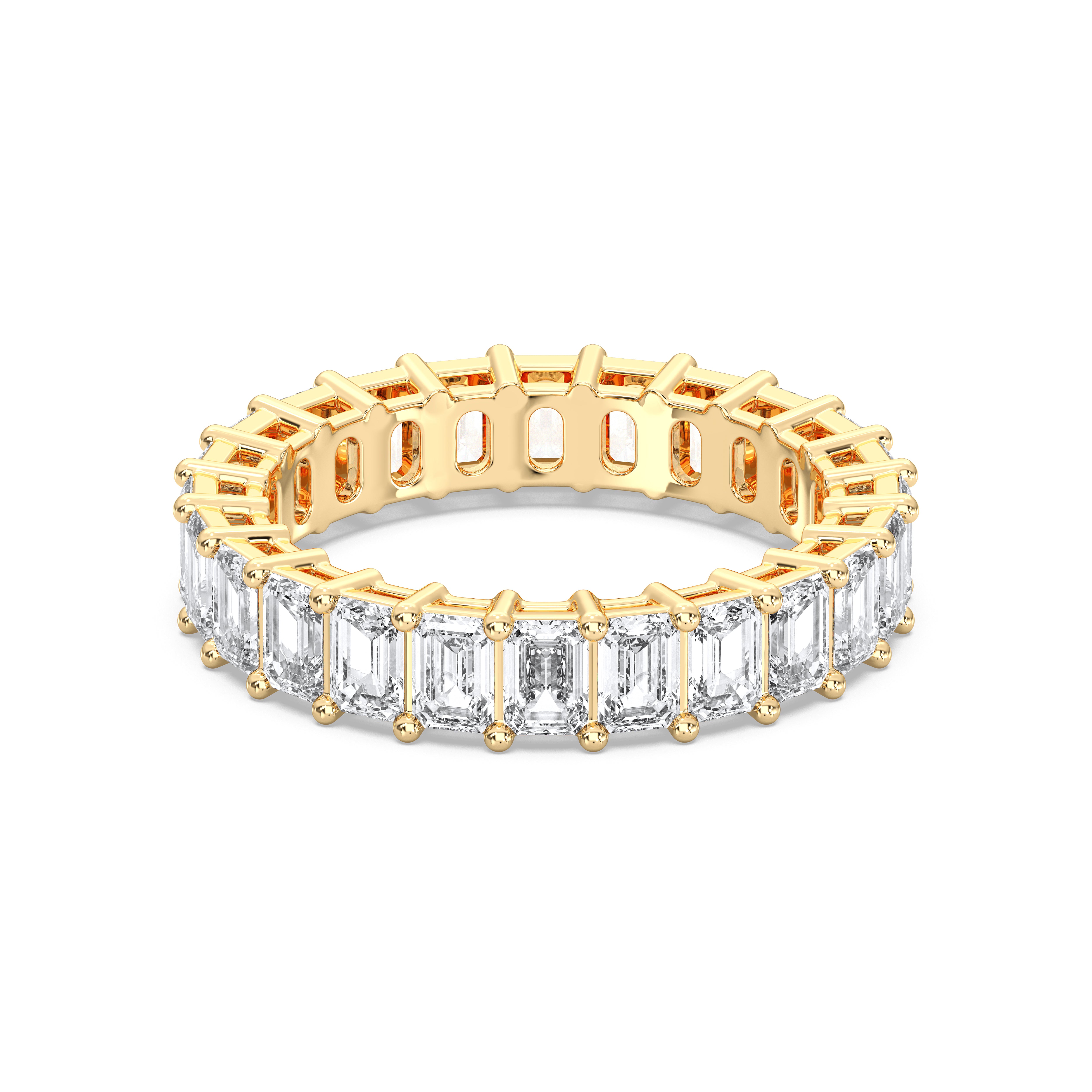 5.00 Carat Emerald Cut Lab Grown Diamond Eternity Wedding Ring in Solid Gold