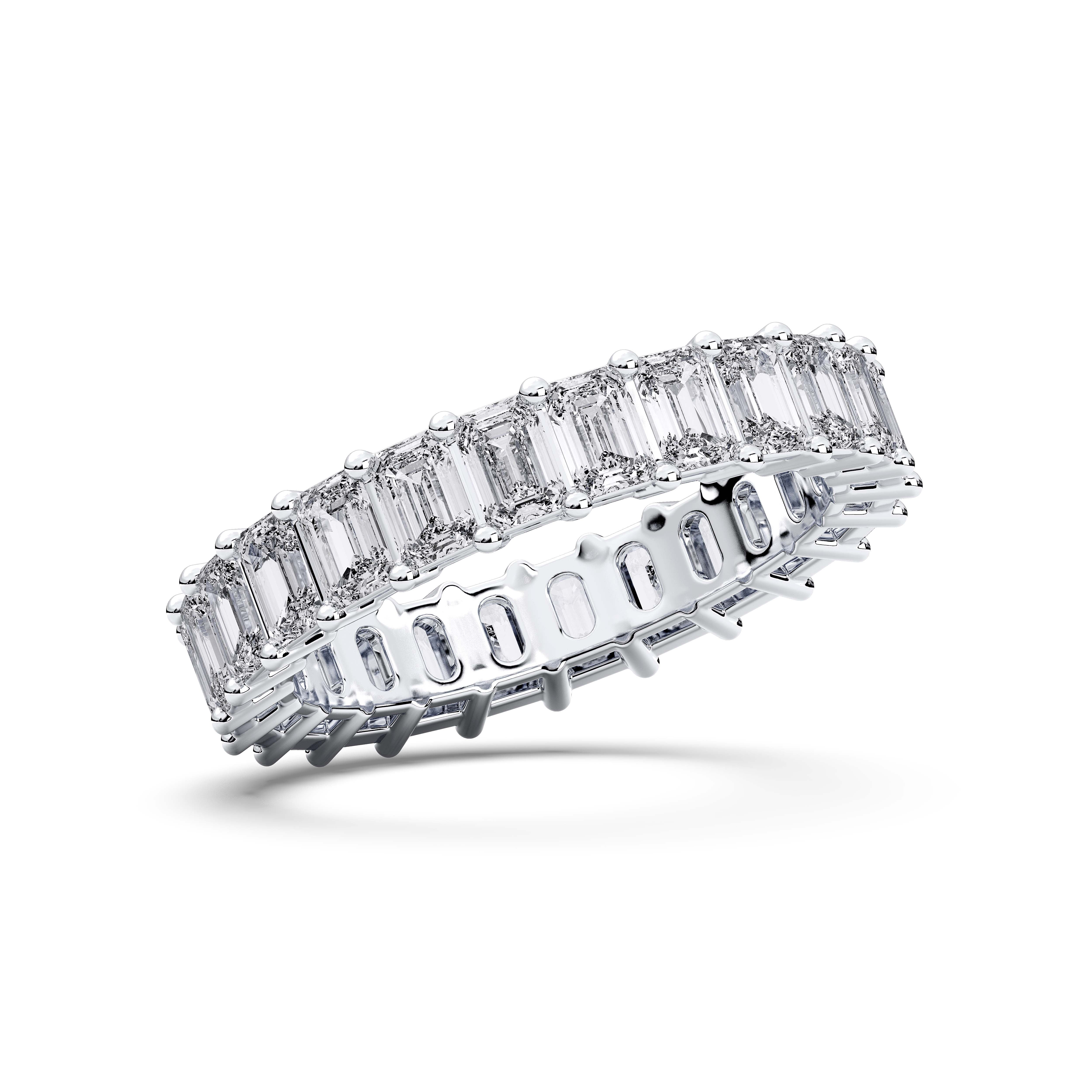 5.00 Carat Emerald Cut Lab Grown Diamond Eternity Wedding Ring in Solid Gold