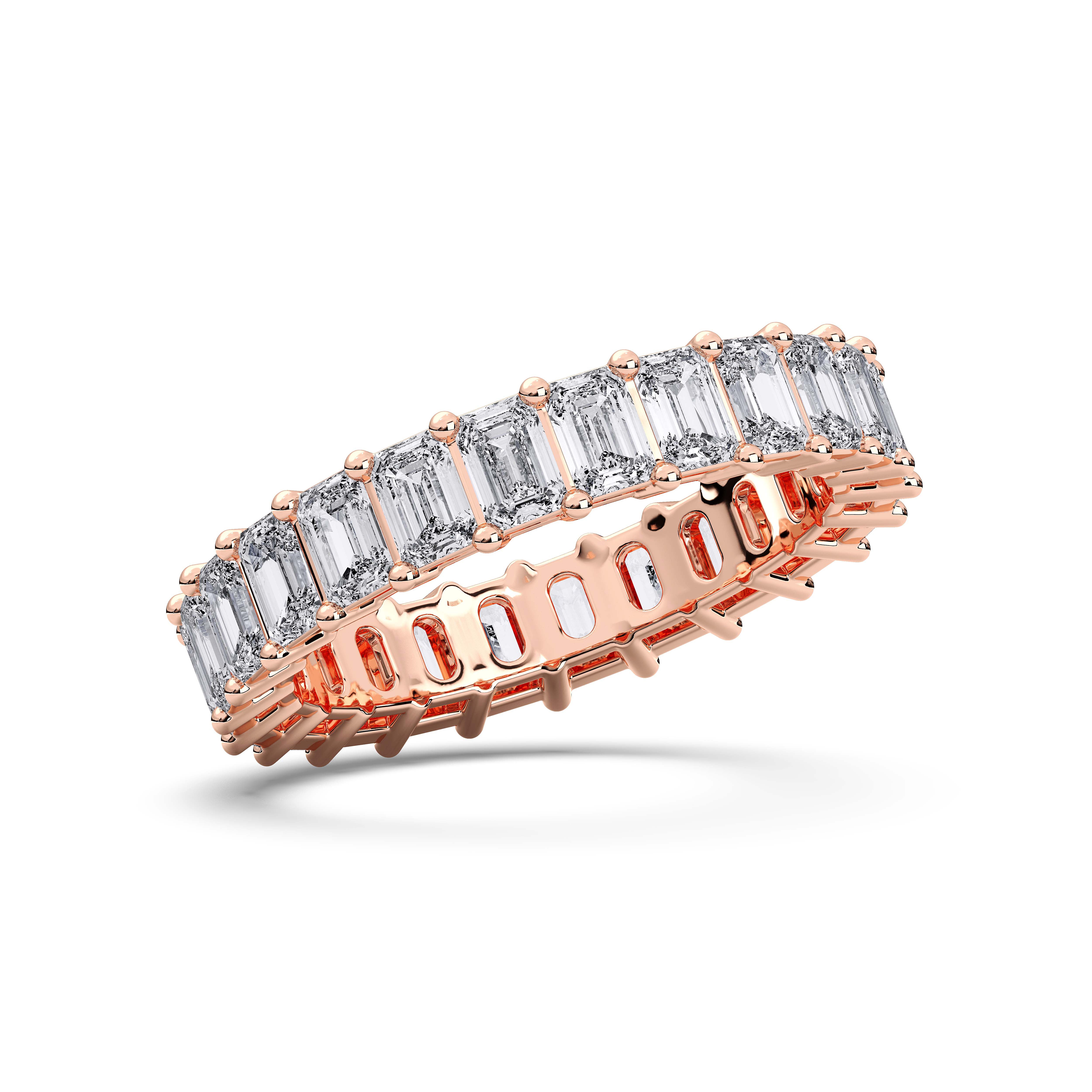 5.00 Carat Emerald Cut Lab Grown Diamond Eternity Wedding Ring in Solid Gold