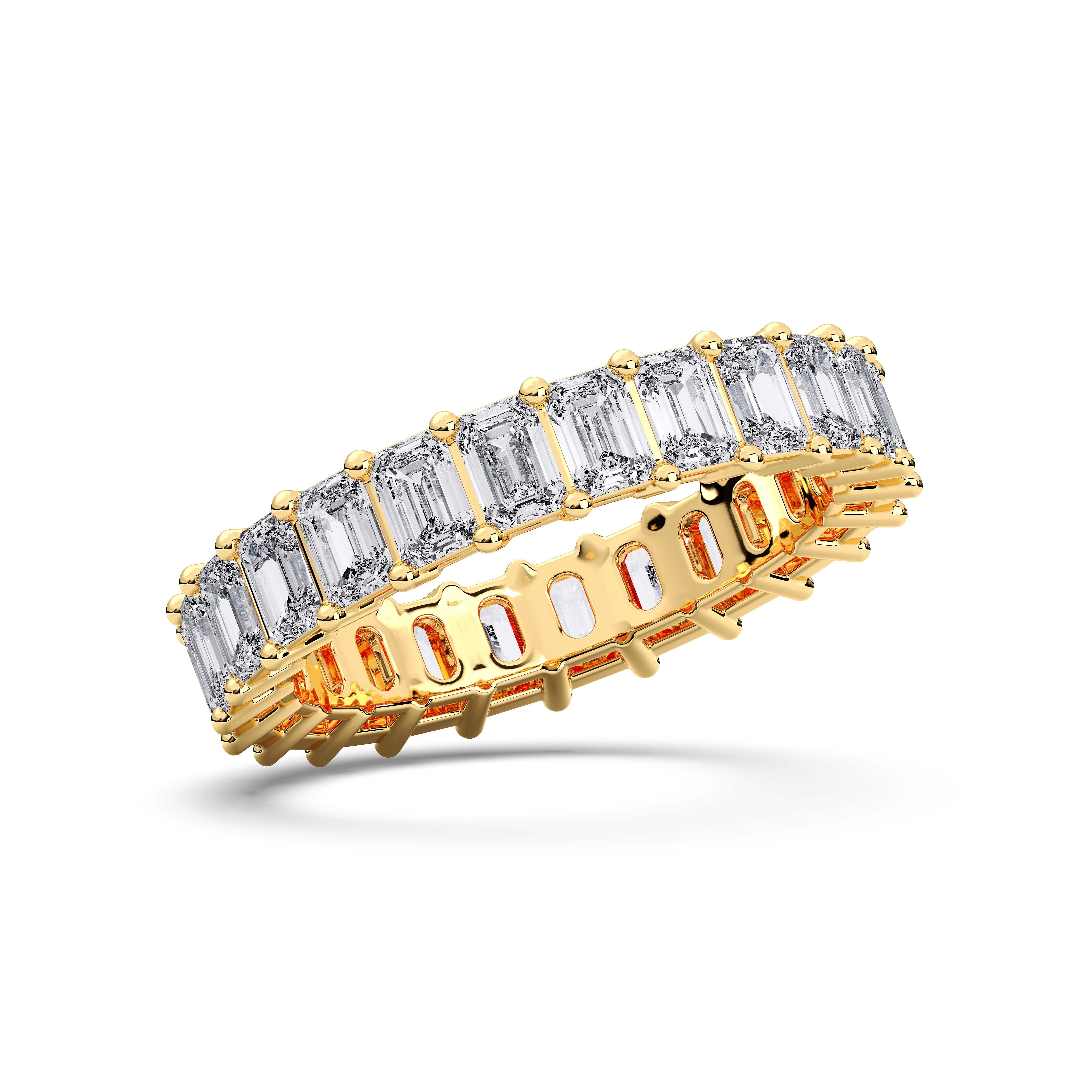 5.00 Carat Emerald Cut Lab Grown Diamond Eternity Wedding Ring in Solid Gold
