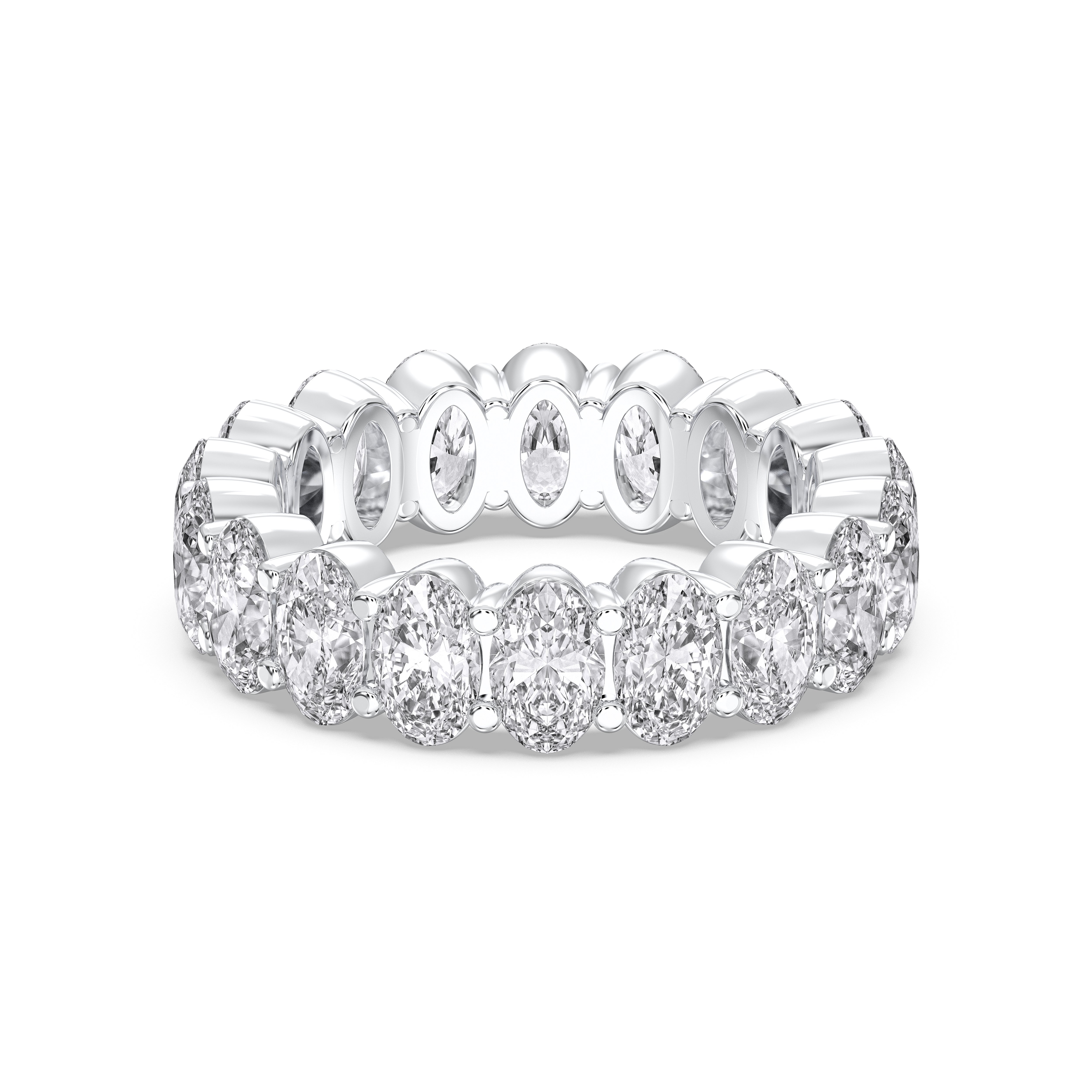 4.62 Carat Oval Lab Grown Diamond Eternity Wedding Ring in Solid Gold