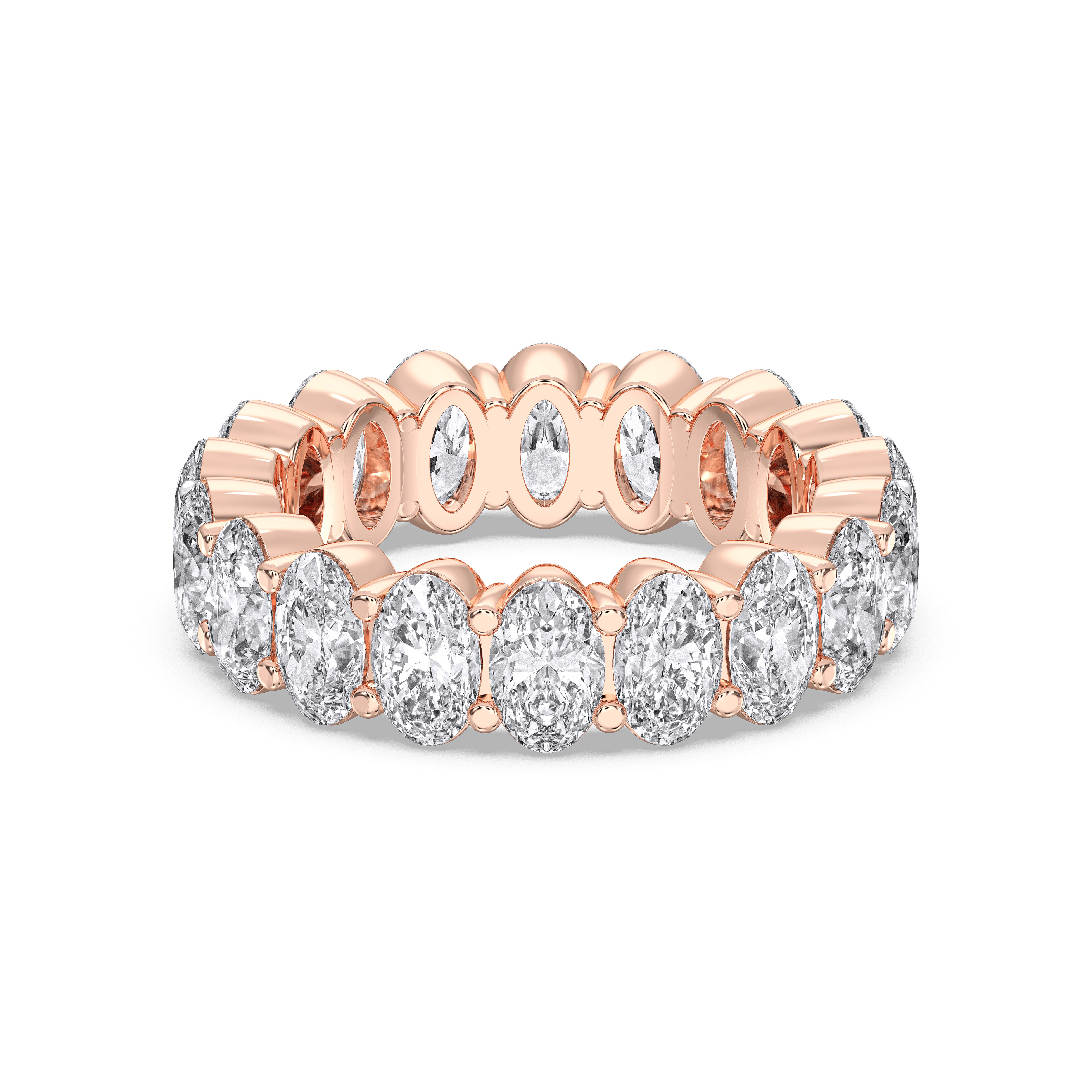 4.62 Carat Oval Lab Grown Diamond Eternity Wedding Ring in Solid Gold