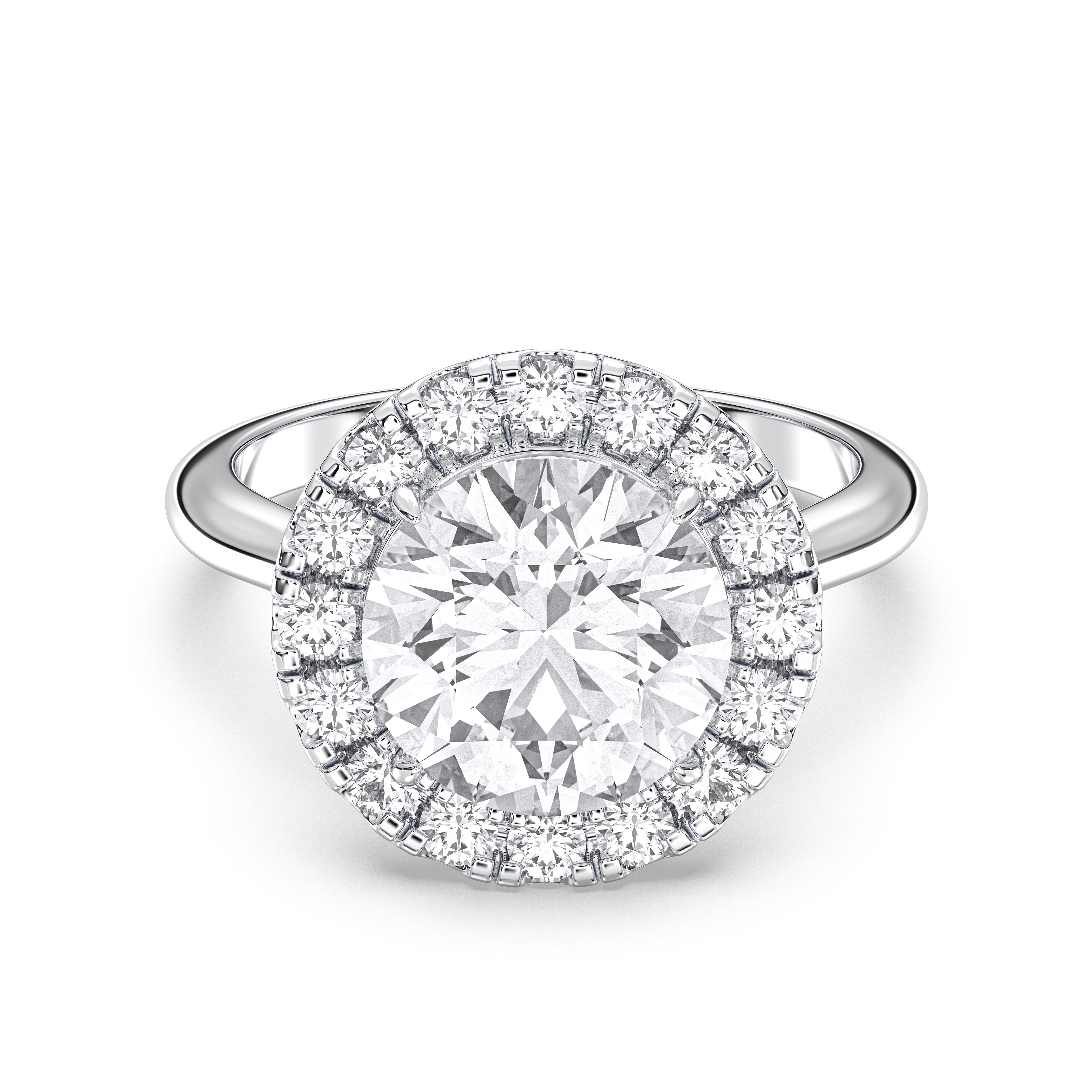 Lab Created Round Brilliant Cut Dimond Halo Engagement Ring Made in Solid Gold For Her