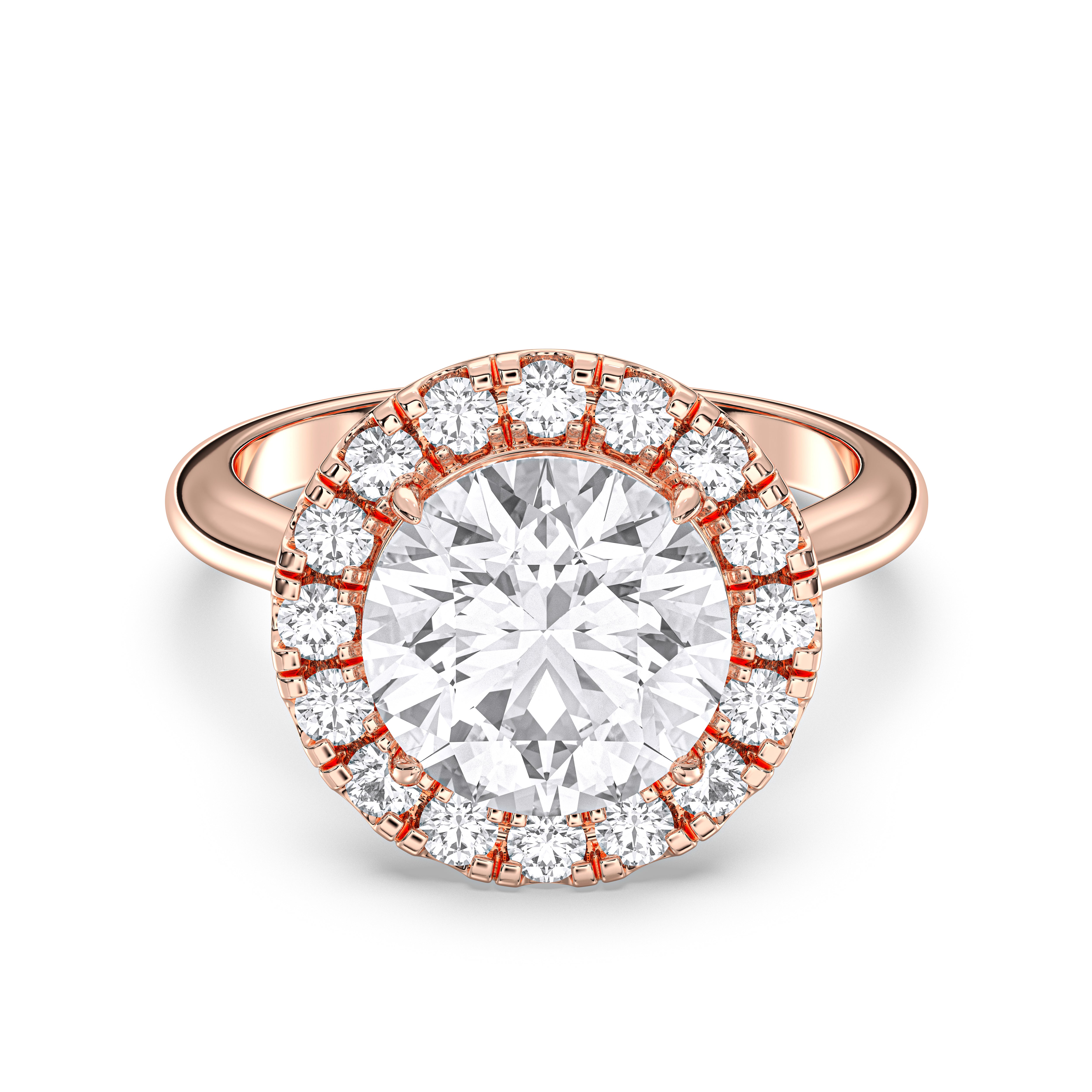 Lab Created Round Brilliant Cut Dimond Halo Engagement Ring Made in Solid Gold For Her