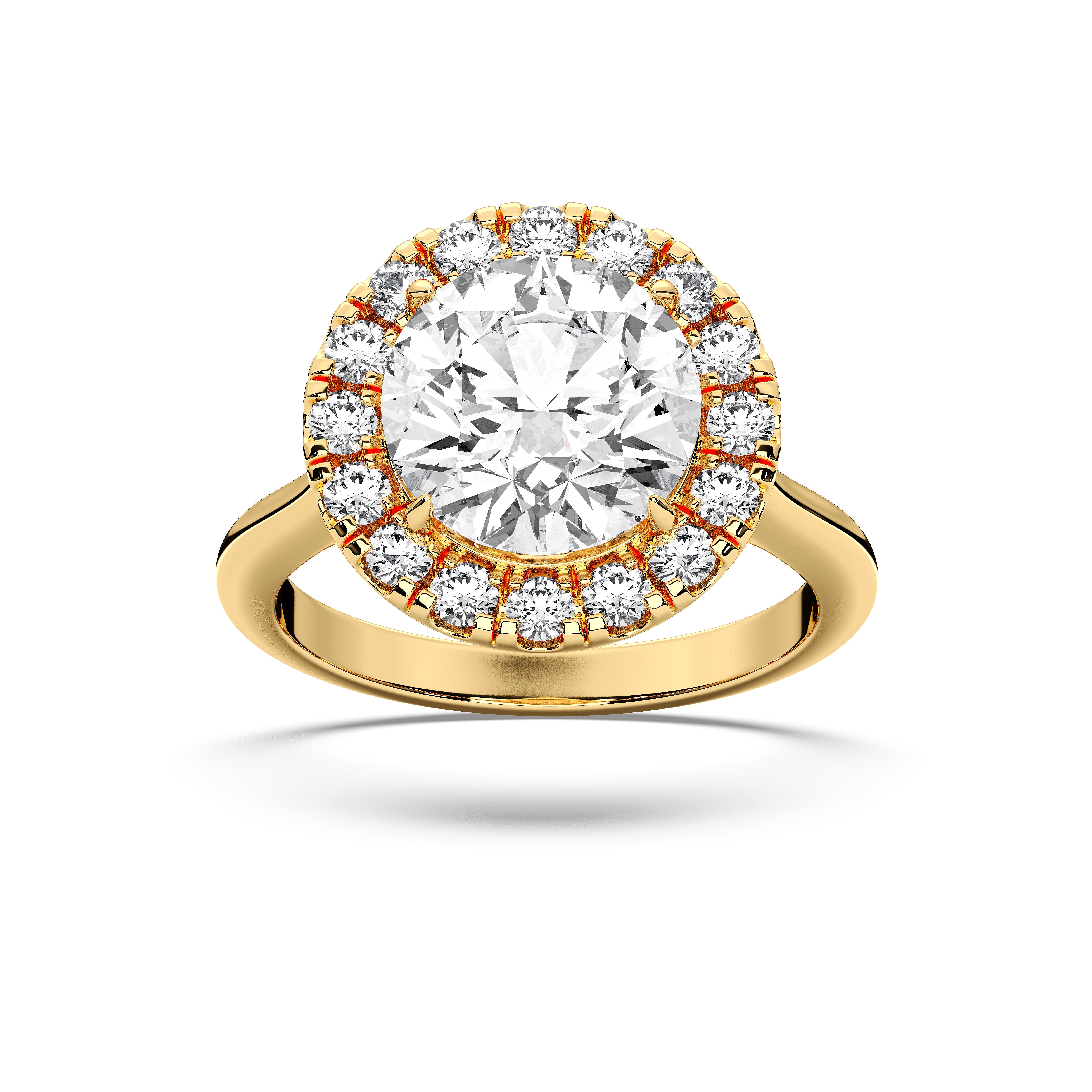 Lab Created Round Brilliant Cut Dimond Halo Engagement Ring Made in Solid Gold For Her