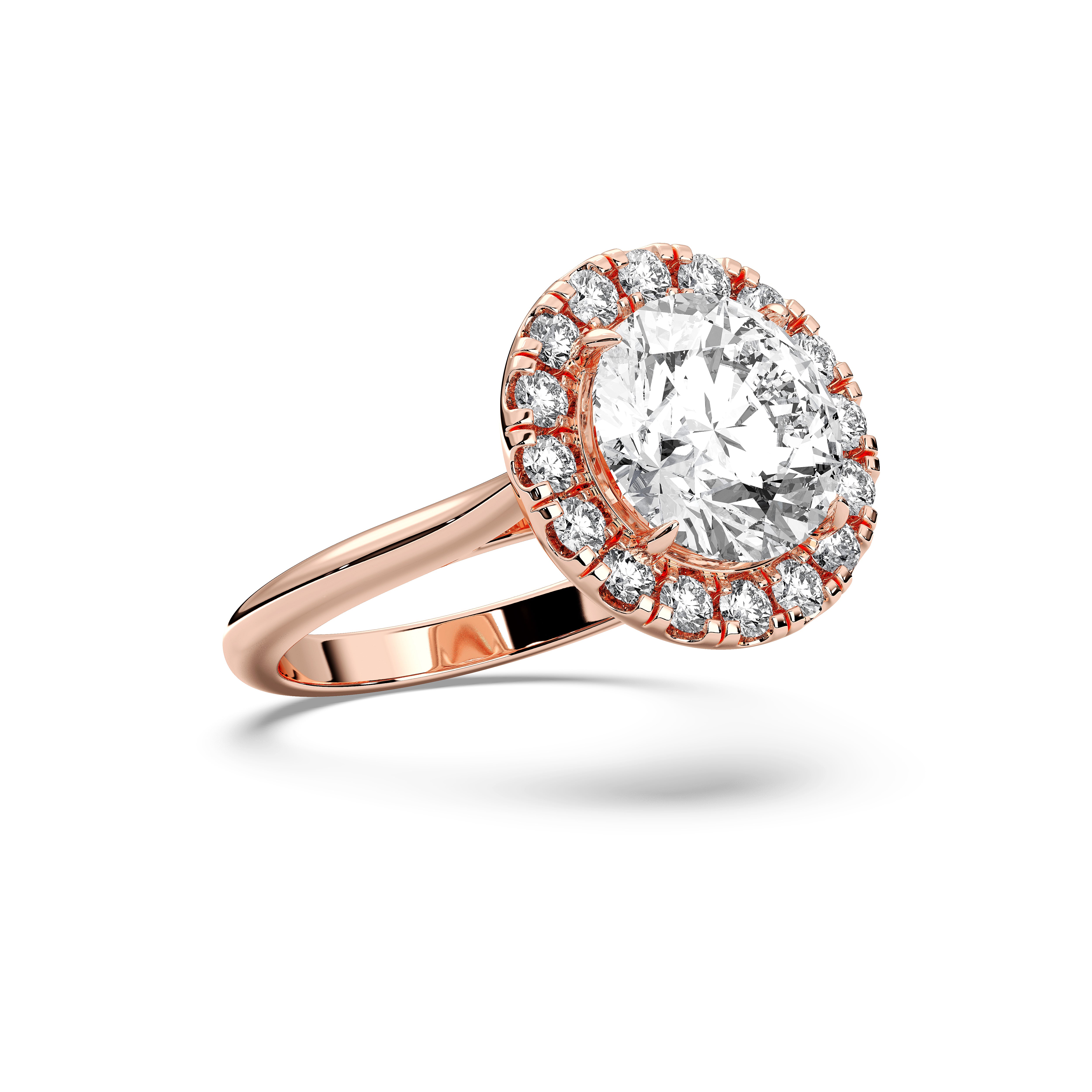 Lab Created Round Brilliant Cut Dimond Halo Engagement Ring Made in Solid Gold For Her