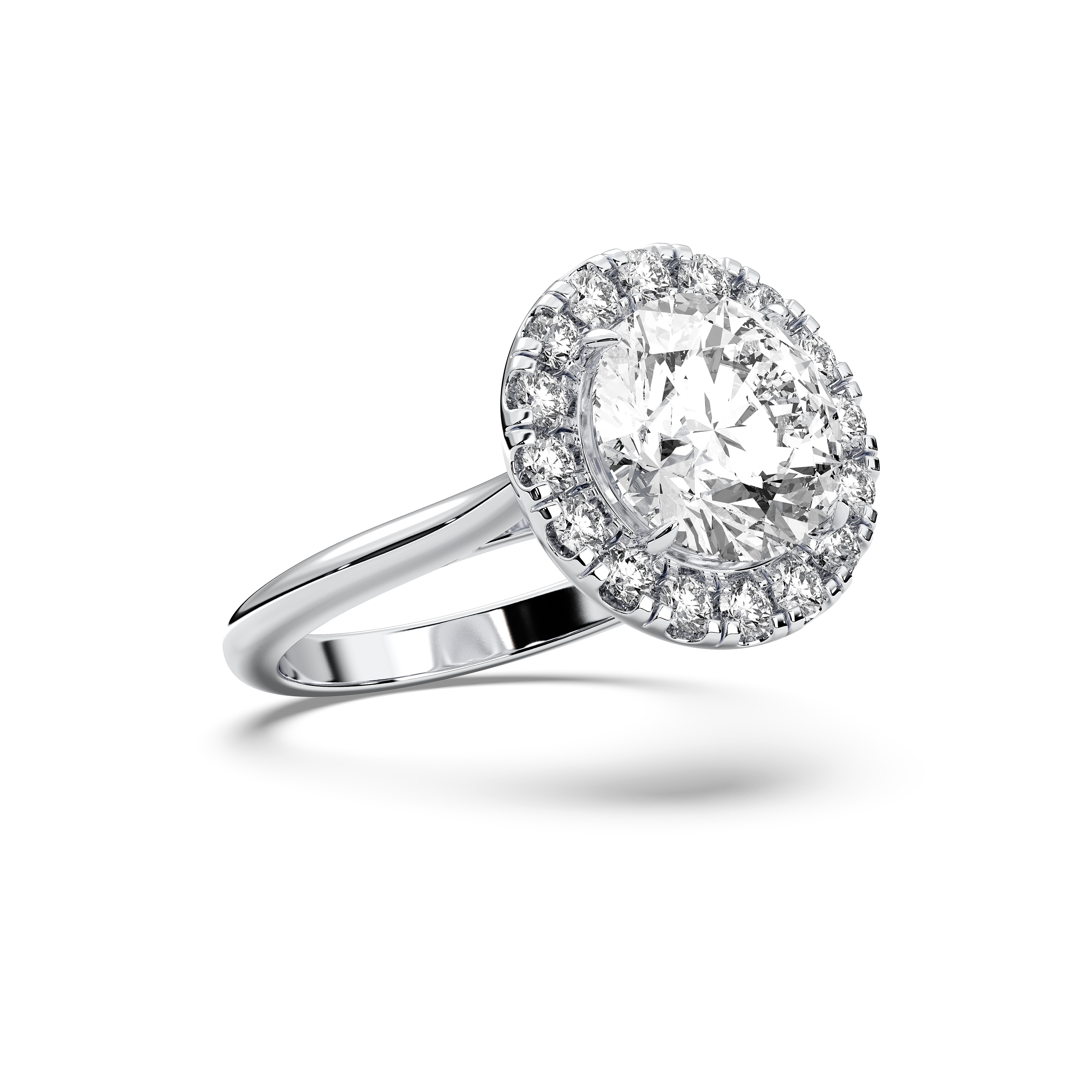 Lab Created Round Brilliant Cut Dimond Halo Engagement Ring Made in Solid Gold For Her